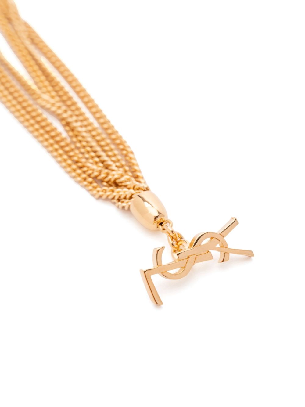 SAINT LAURENT Multi-Wrap Chain Bracelet with Cassandre Clasp - Size Int