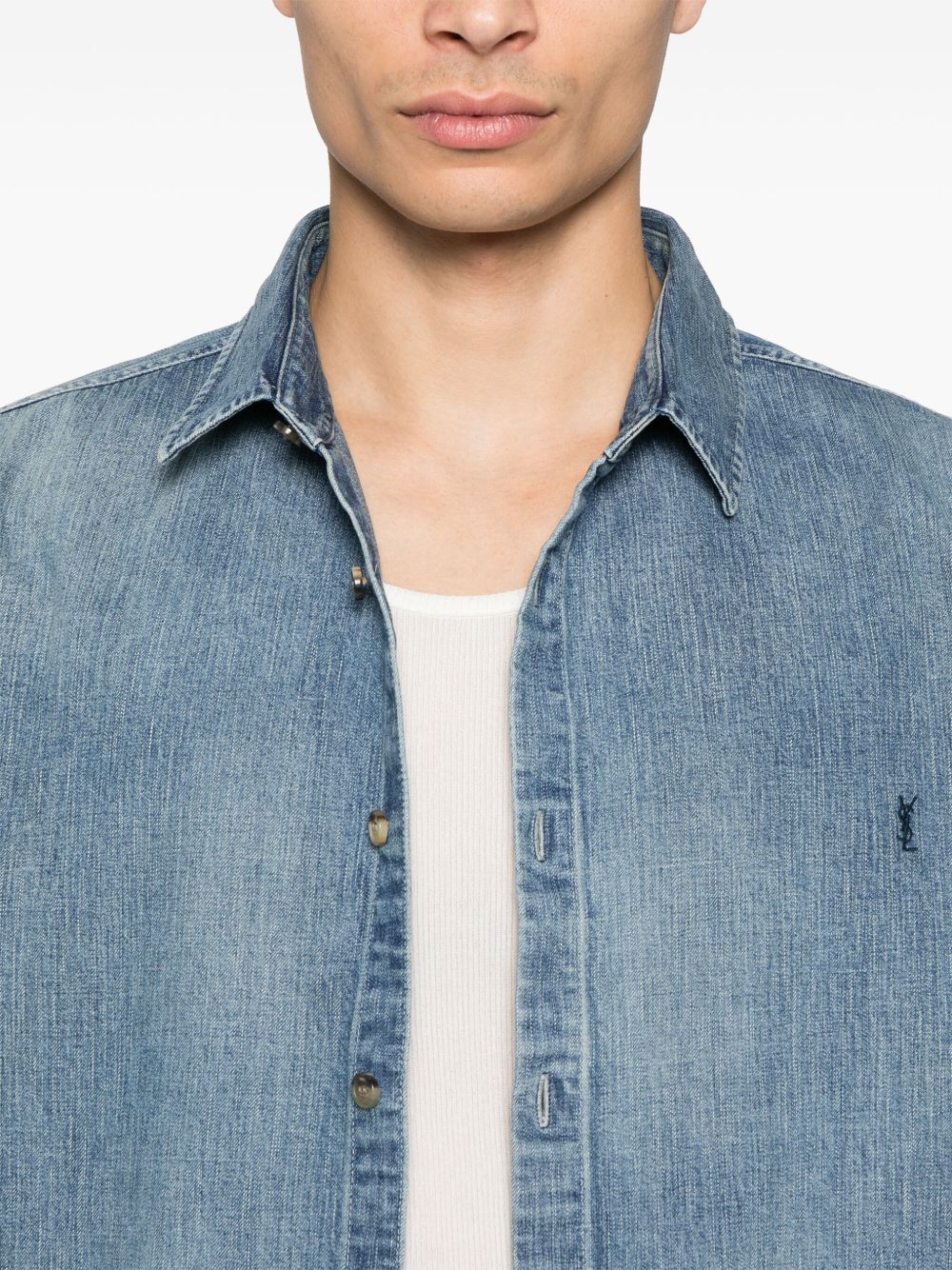 SAINT LAURENT Denim Cotton Shirt for Men - SS25 Collection