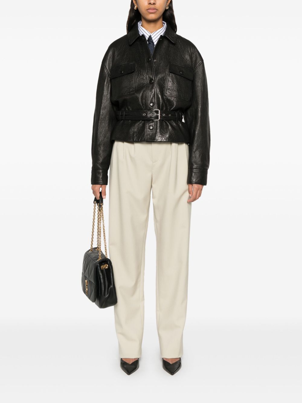 SAINT LAURENT Wool Trousers with Pleat Detailing for Women