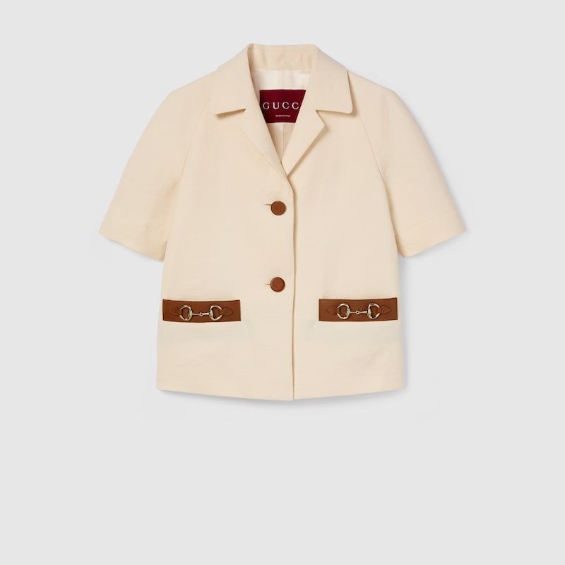 GUCCI Linen Canvas Jacket with Horsebit Detail