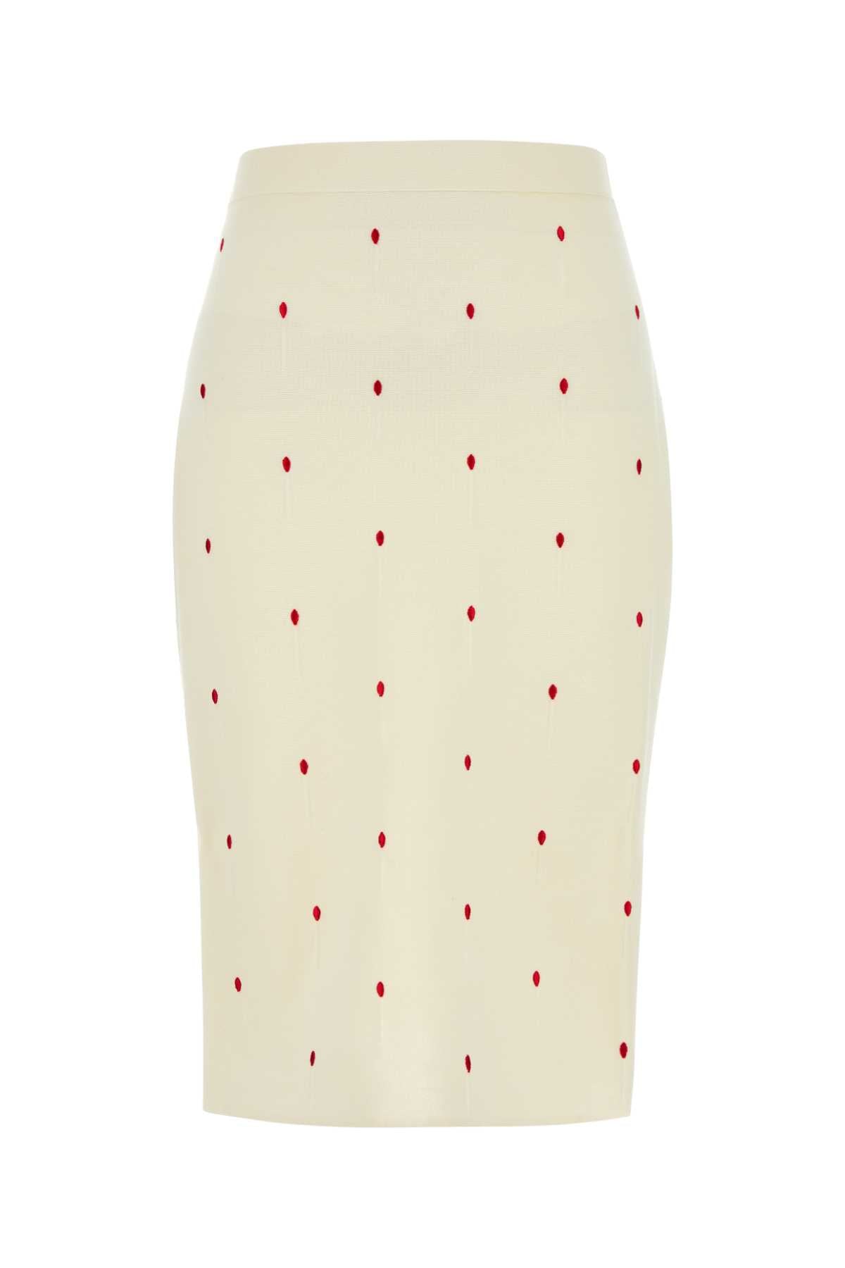 BOTTEGA VENETA Embroidered Cotton Blend Midi Skirt