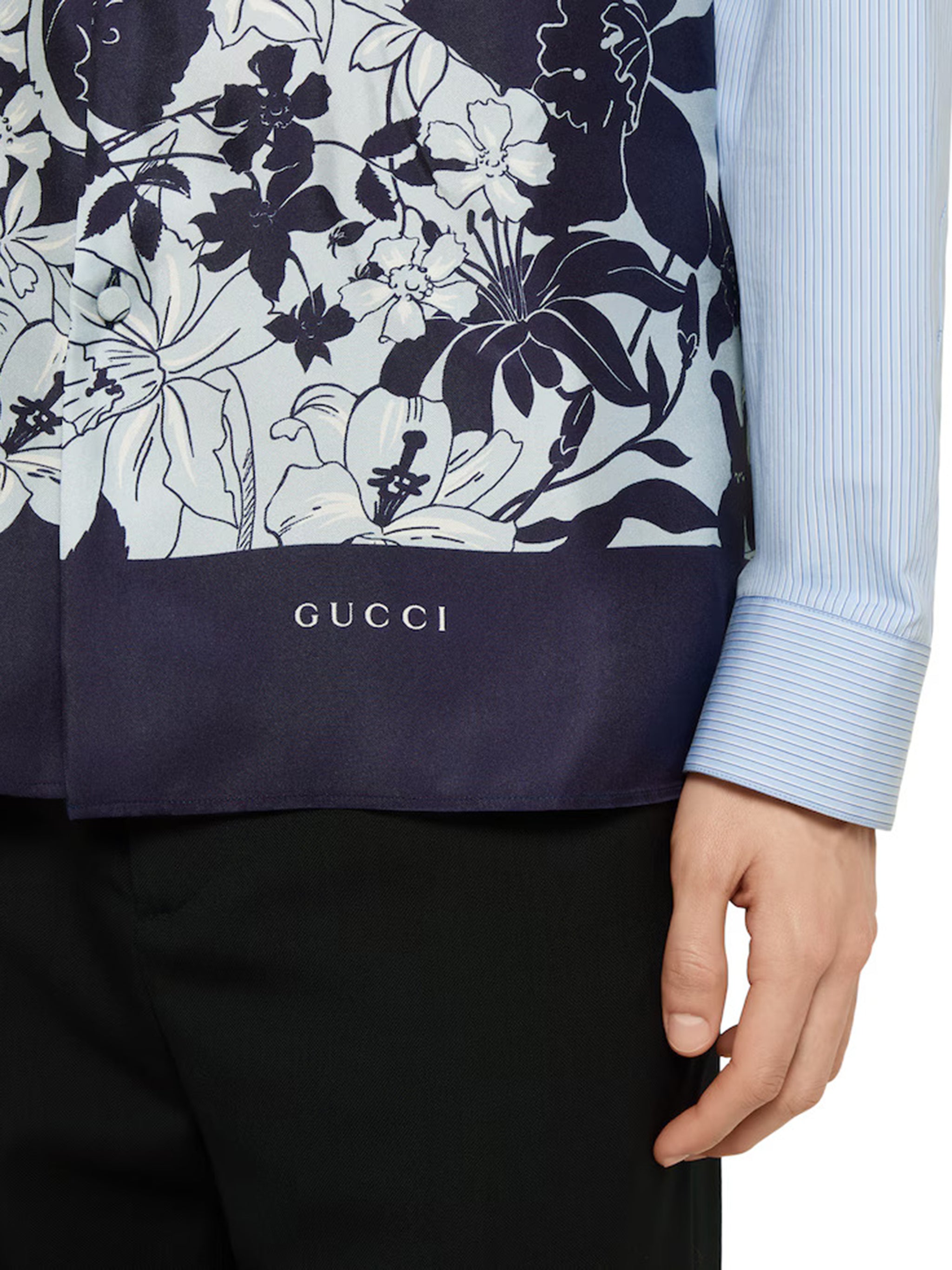 GUCCI Silk and Cotton Floral Print Shirt