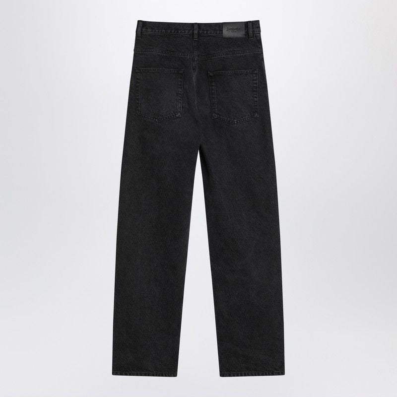 SAINT LAURENT High Waist Carrot-Fit Jeans with Washed Effect