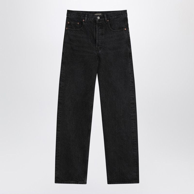SAINT LAURENT High Waist Carrot-Fit Jeans with Washed Effect