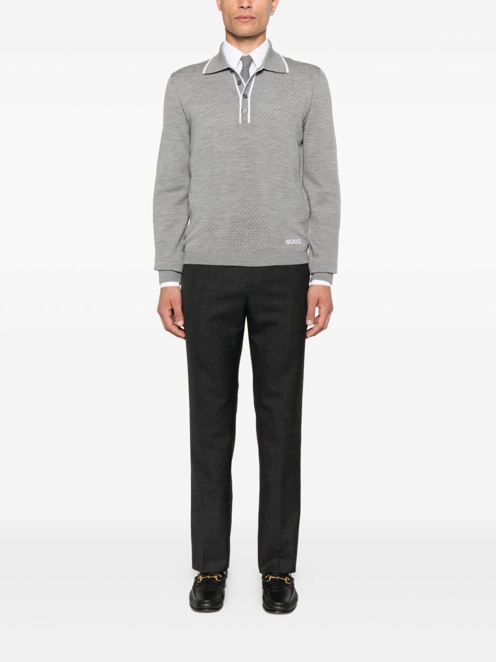 GUCCI Wool Long-Sleeves Polo Shirt