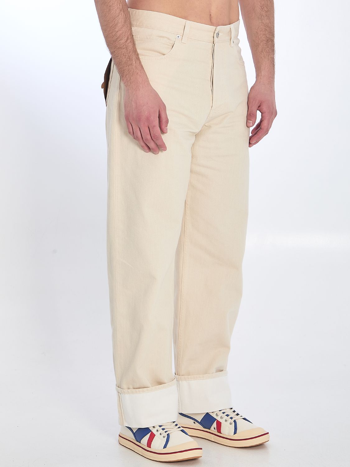 BOTTEGA VENETA Wide-Leg Jeans with Roll-Up Ankle Cuffs