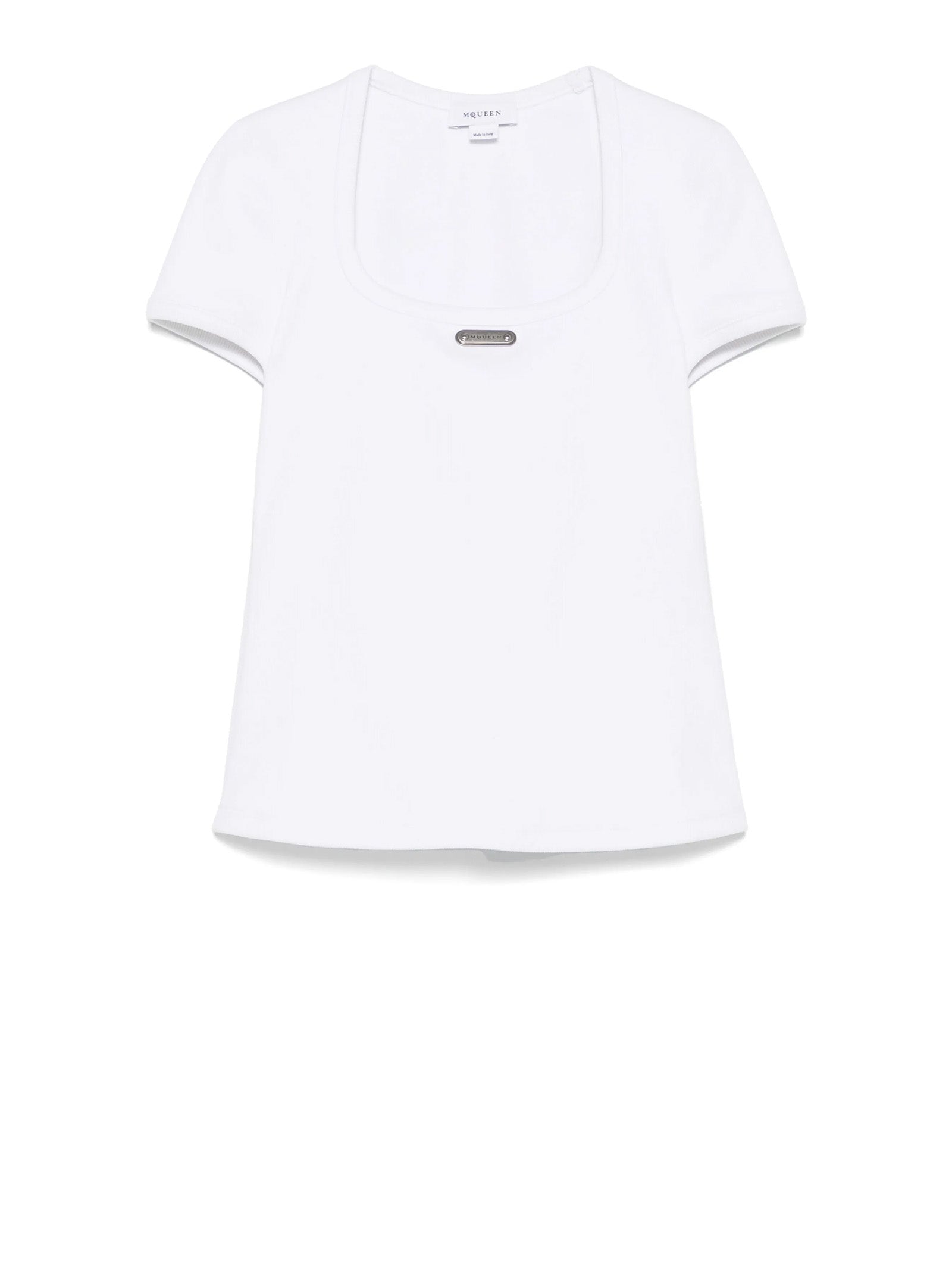 ALEXANDER MCQUEEN Optical White Cotton T-Shirt for Women