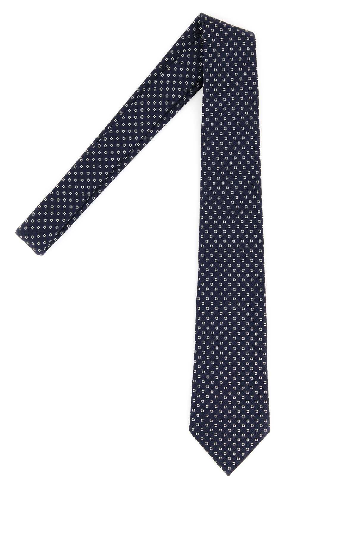 SAINT LAURENT Embroidered Silk Tie with Mini Motifs