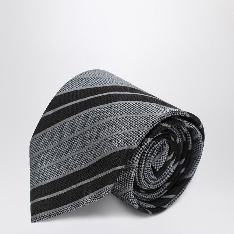 SAINT LAURENT Silk Tie with Striped Patterns