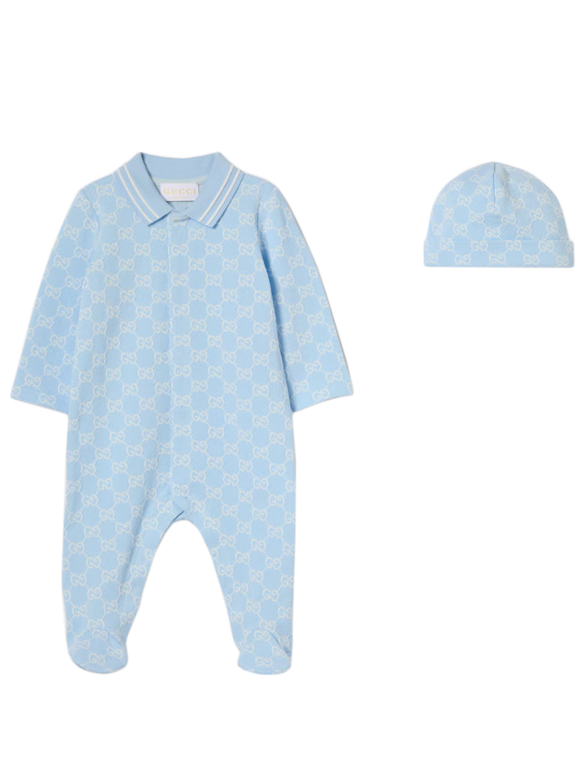 GUCCI KIDS Mini Cotton Baby Gift Set - Two-Piece Jumpsuit with Matching Hat
