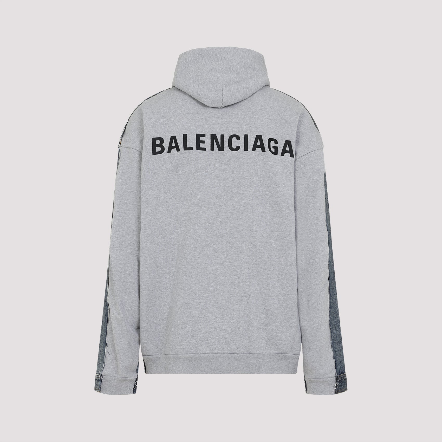 BALENCIAGA Denim and Fleece Cotton Jacket with Logo