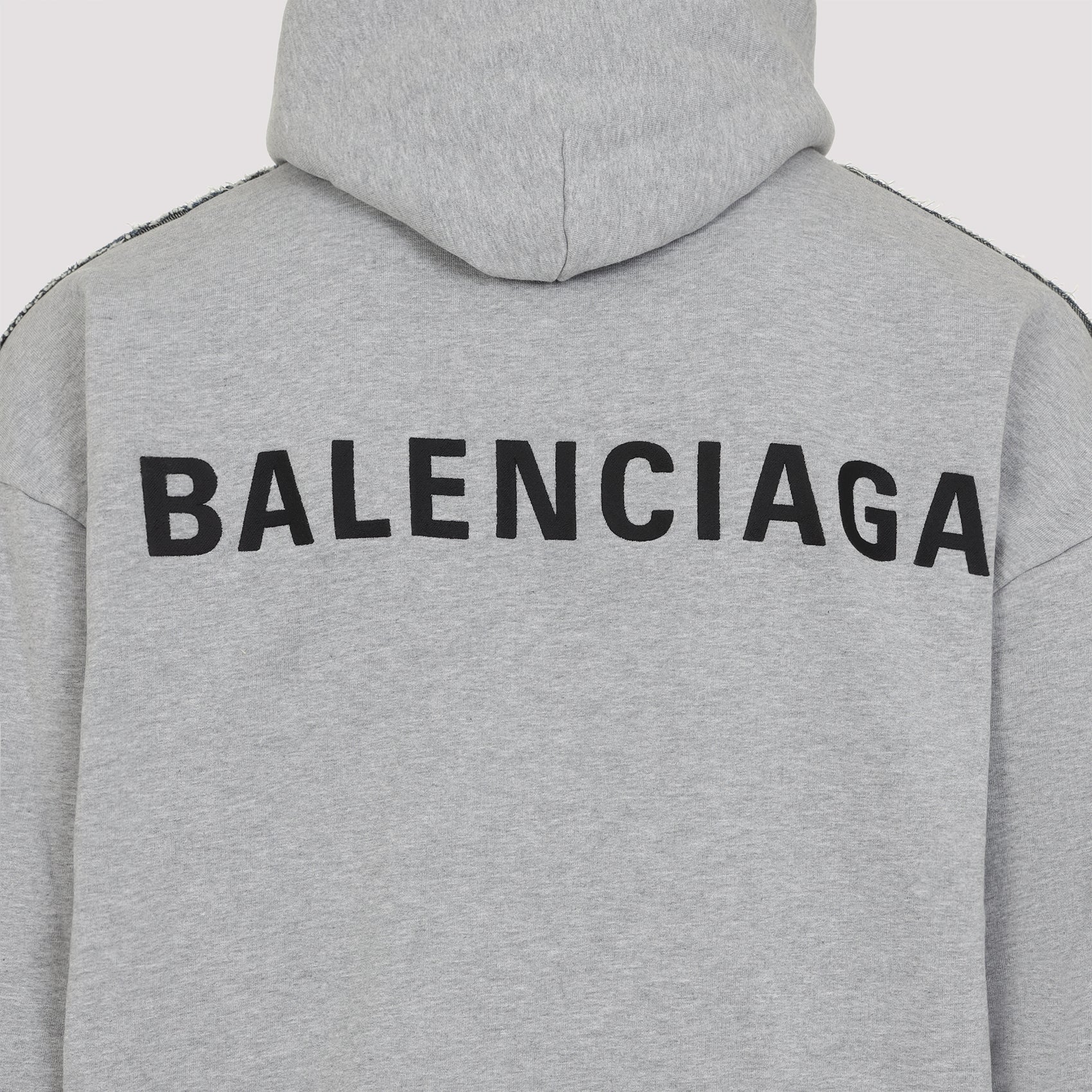 BALENCIAGA Denim and Fleece Cotton Jacket with Logo