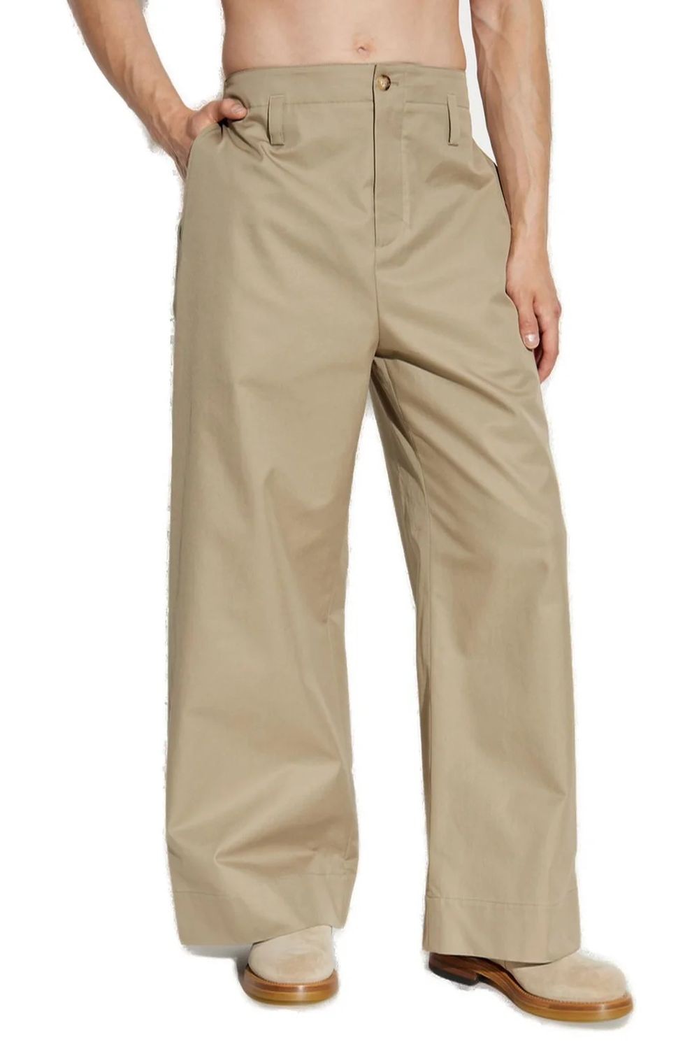 ALEXANDER MCQUEEN High-Waisted Cotton Gabardine Chino Pants