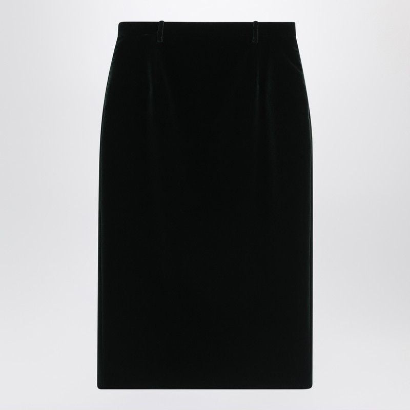 SAINT LAURENT Crossover Cotton Velvet Midi Skirt