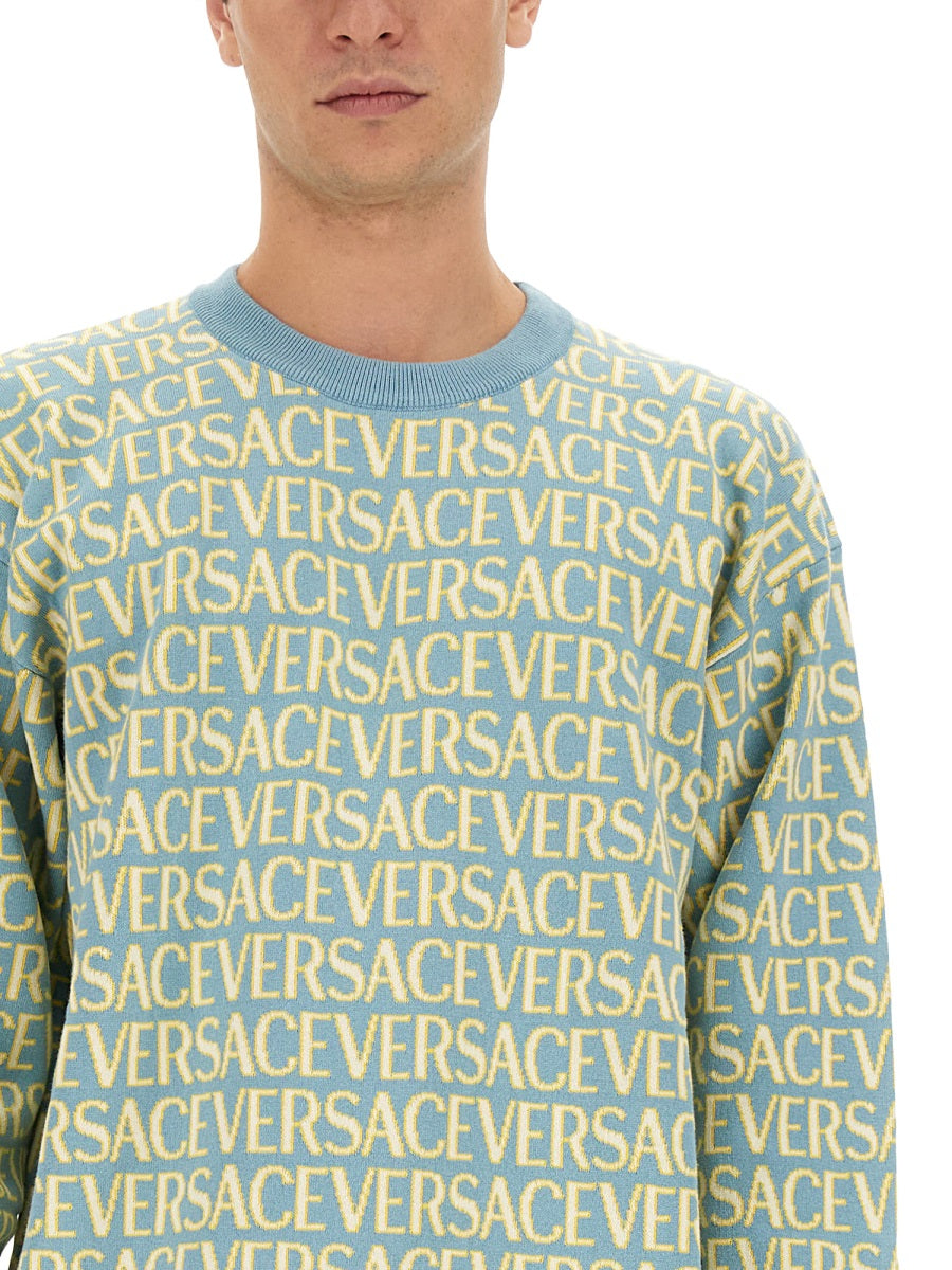 VERSACE Oversized Logo T-Shirt - Size 50 IT