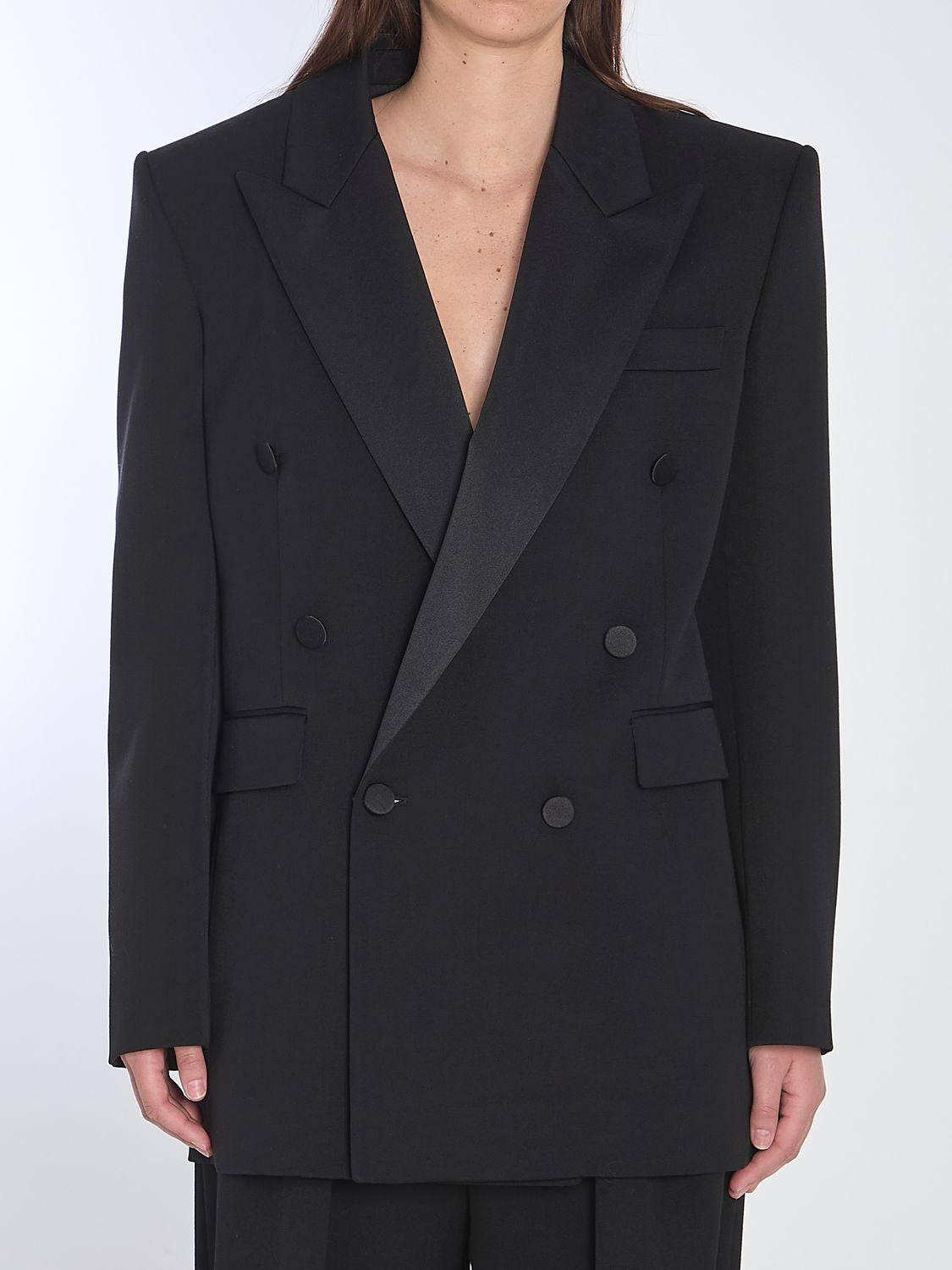 SAINT LAURENT Double-Breasted Tuxedo Jacket - Size 36