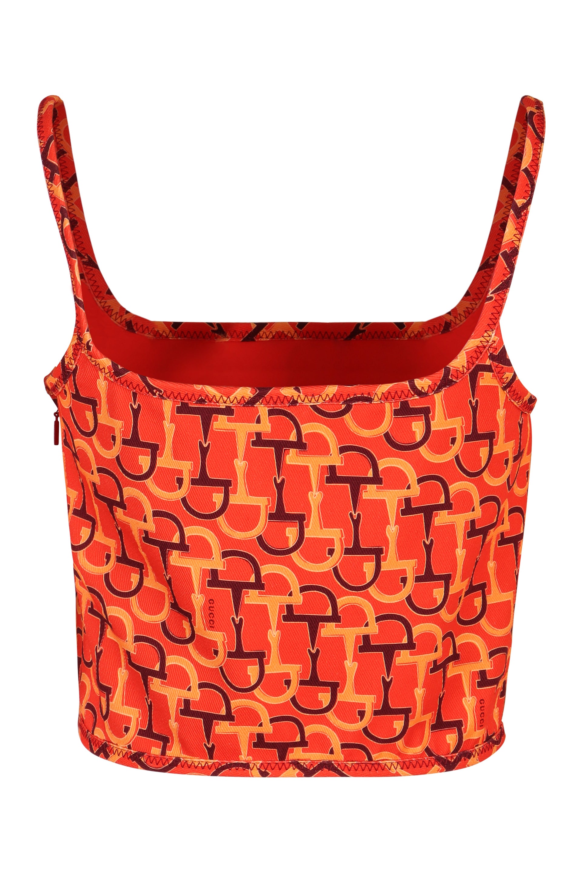 GUCCI Printed Silk Top with Thin Straps