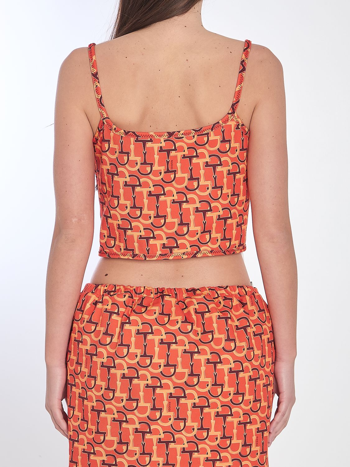 GUCCI Printed Silk Top with Thin Straps