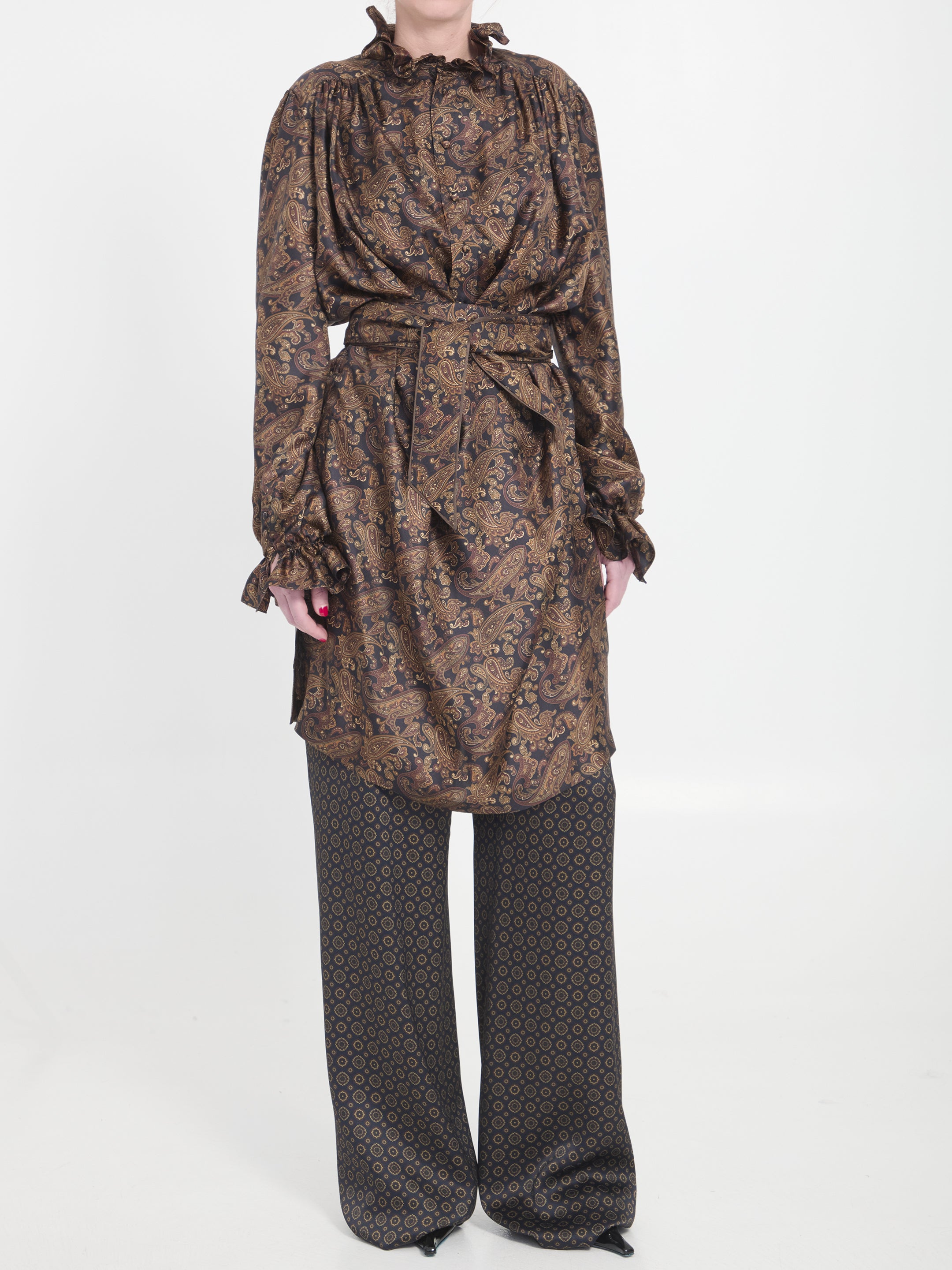 SAINT LAURENT Printed Twill Dress