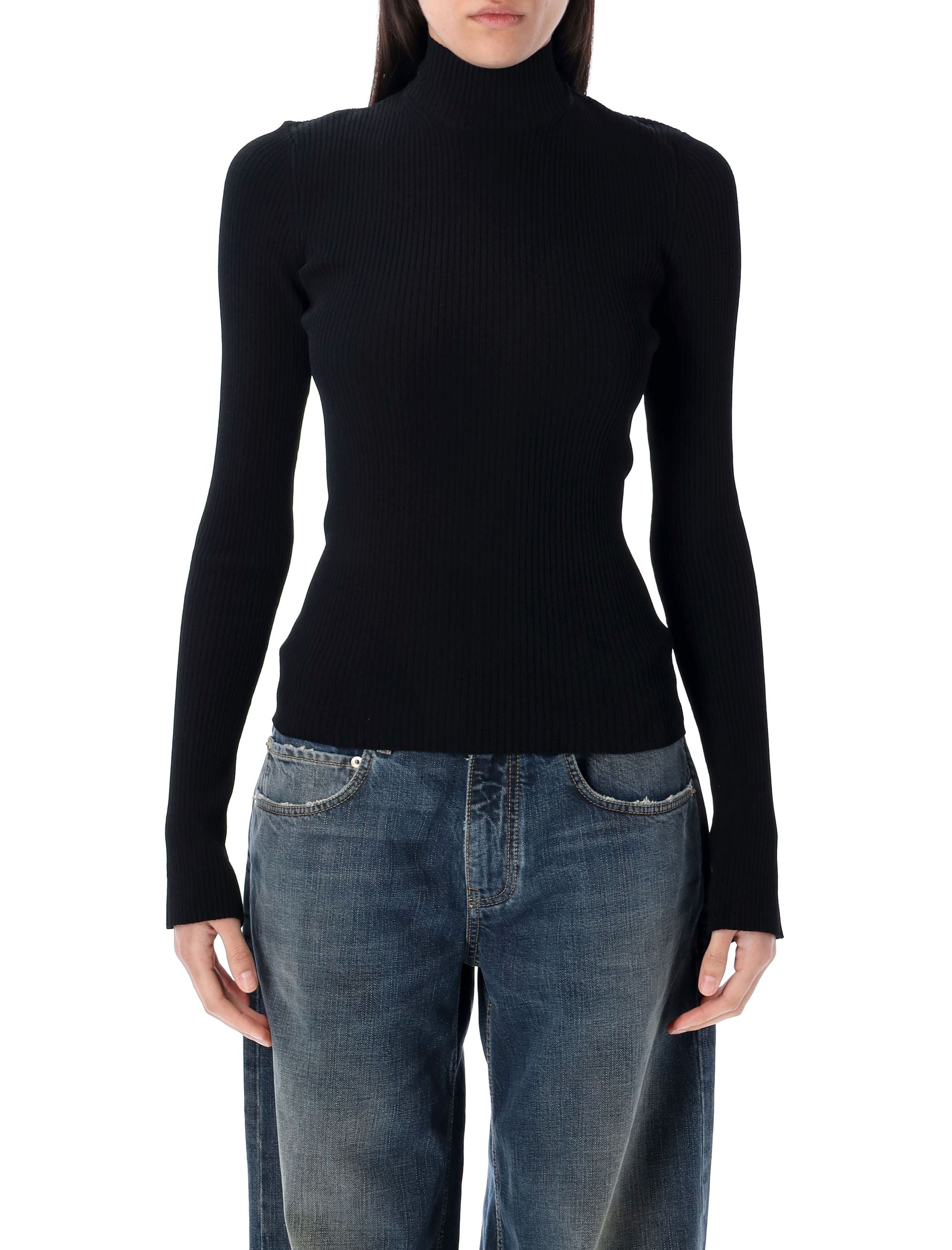 BALENCIAGA Fitted Lace-Up Turtleneck Top - Size S