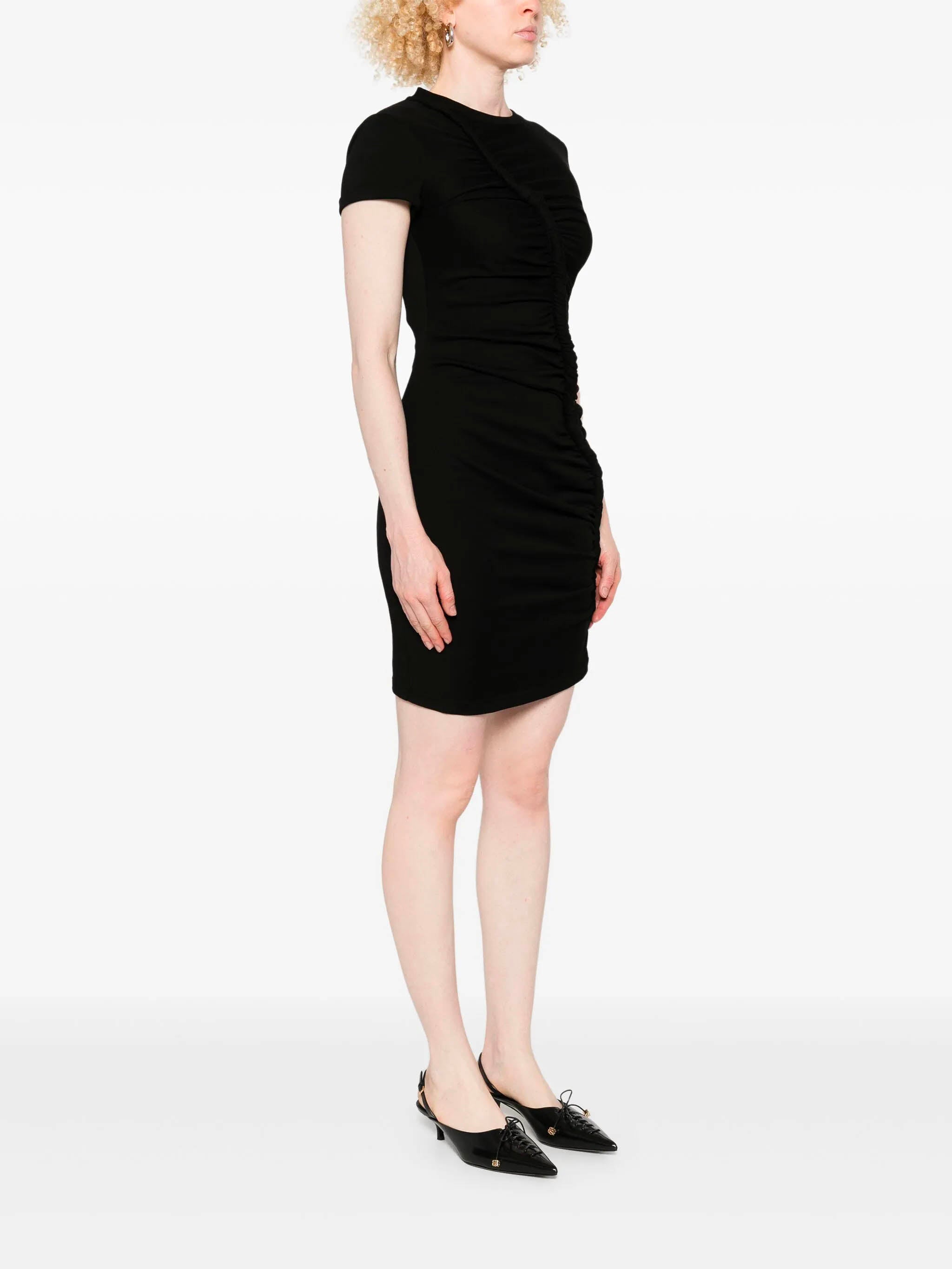 ALEXANDER MCQUEEN Short Sleeve Gathered Detail Dress