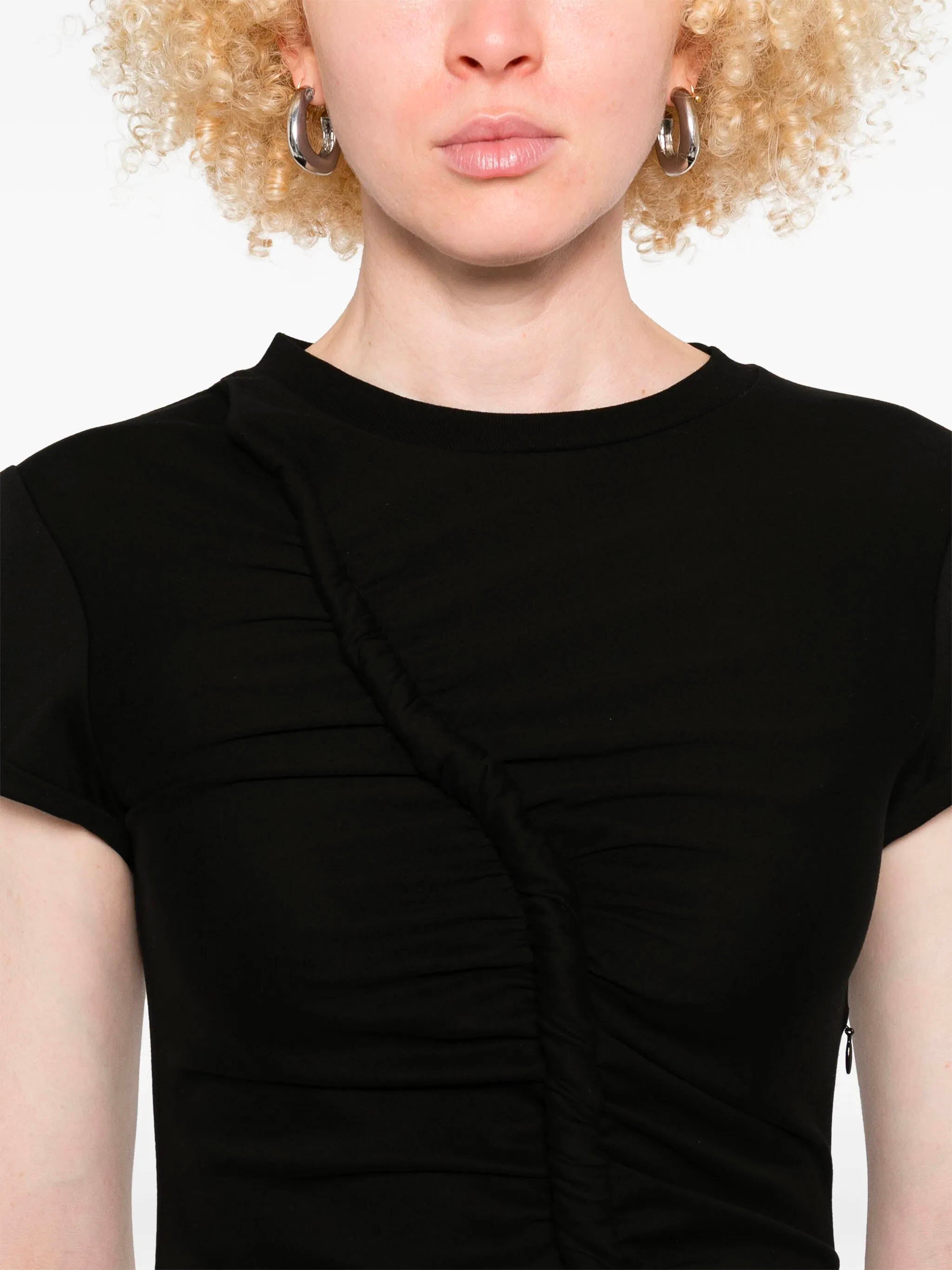 ALEXANDER MCQUEEN Short Sleeve Gathered Detail Dress