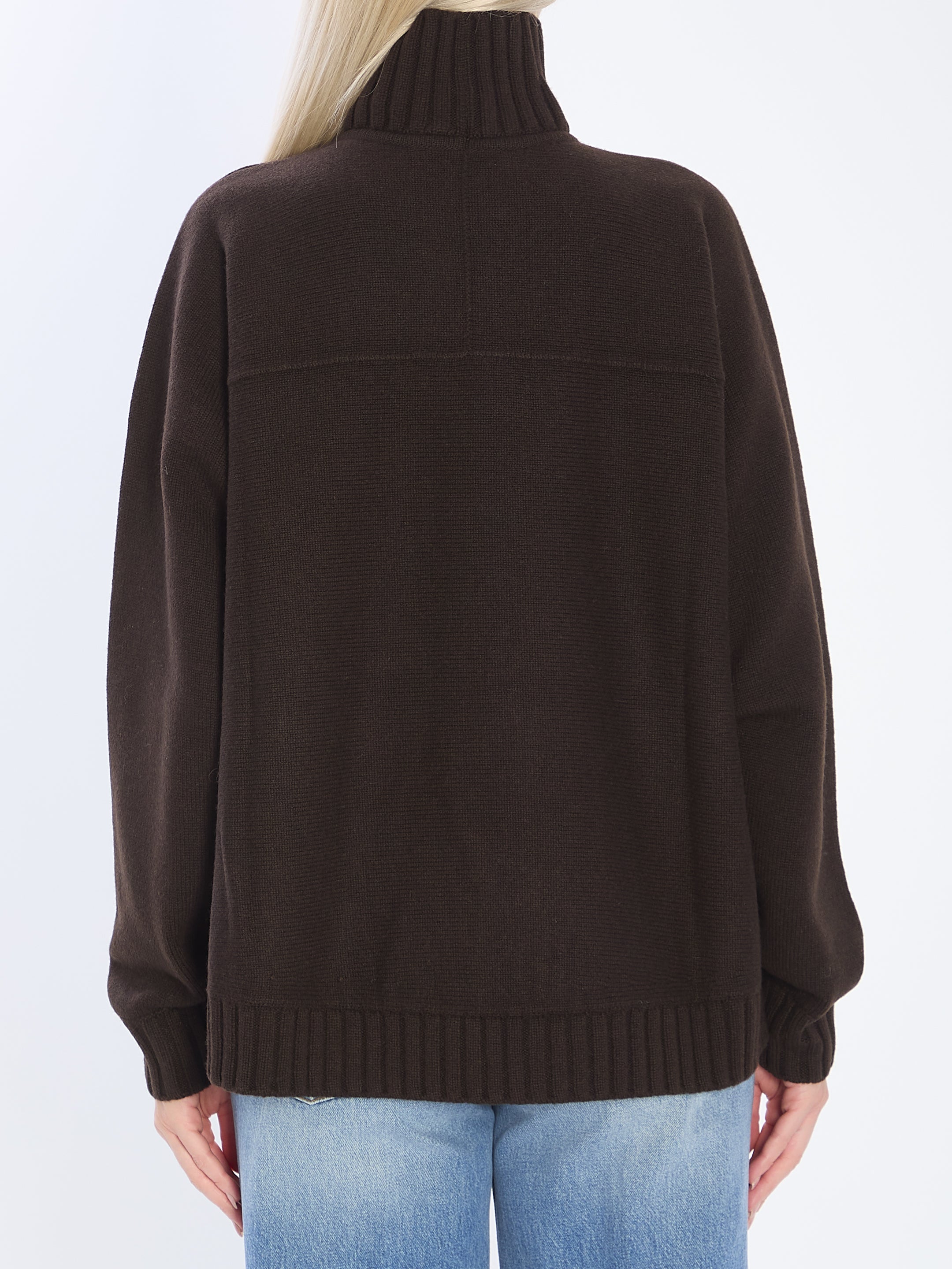 GUCCI Wool and Cashmere Turtleneck Sweater with Horsebit Details - Size S