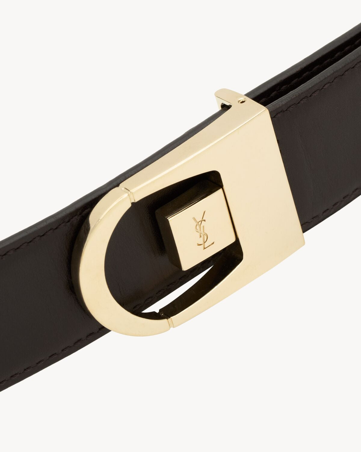 SAINT LAURENT Reversible Leather Belt for Women