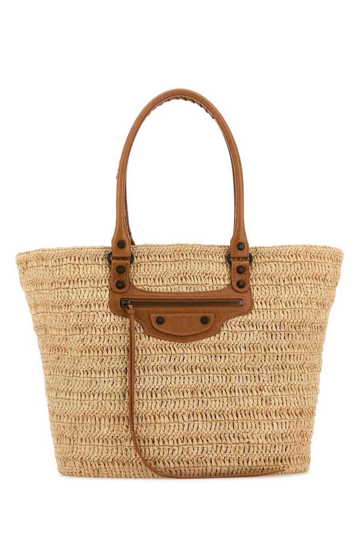 BALENCIAGA Medium Raffia City Shopping Handbag