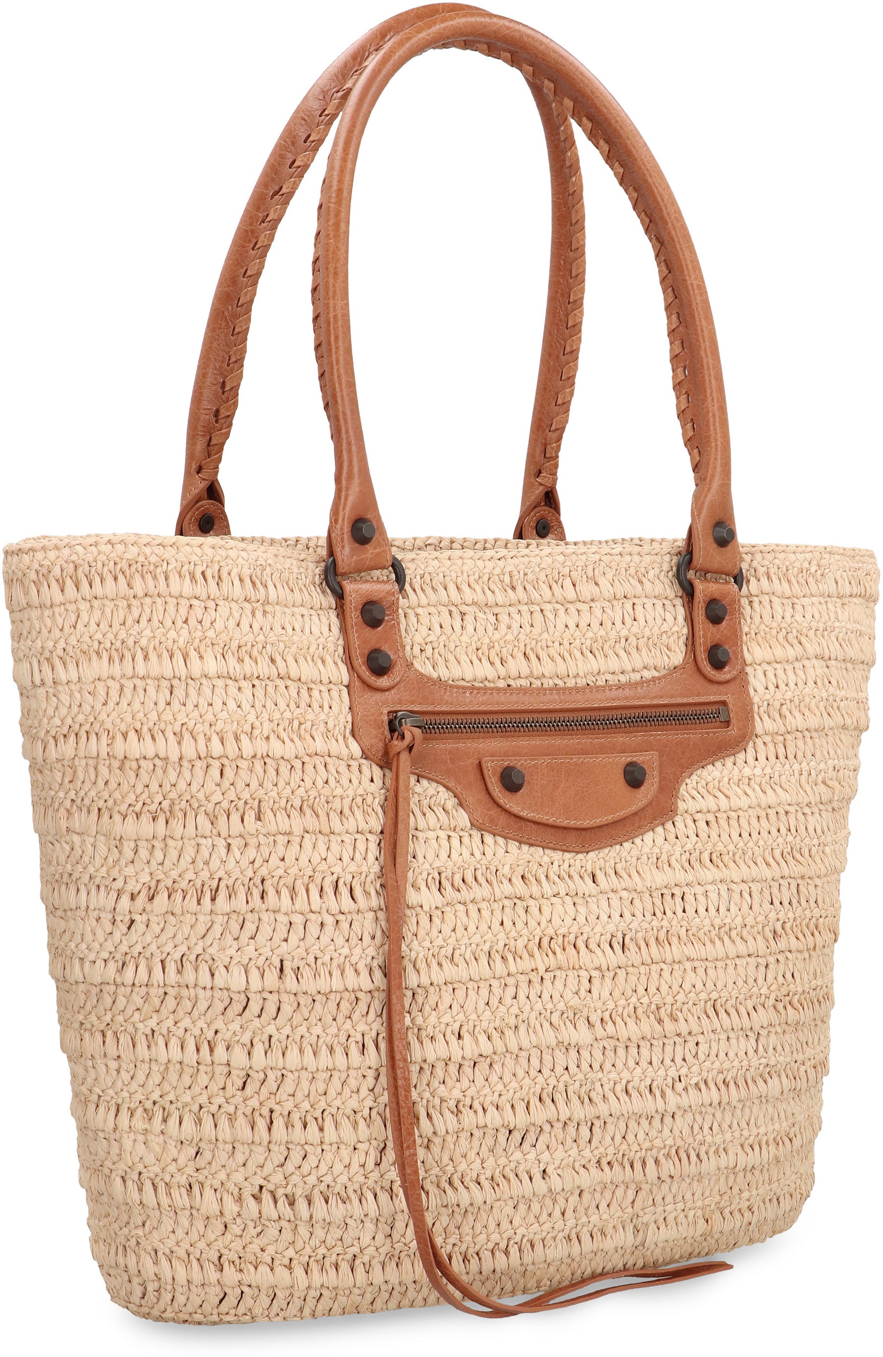 BALENCIAGA Mini City Basket Handbag with Leather Handles