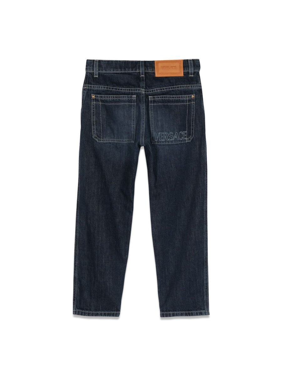 VERSACE Embroidered Logo Denim Jeans for Boys - FW23 Collection