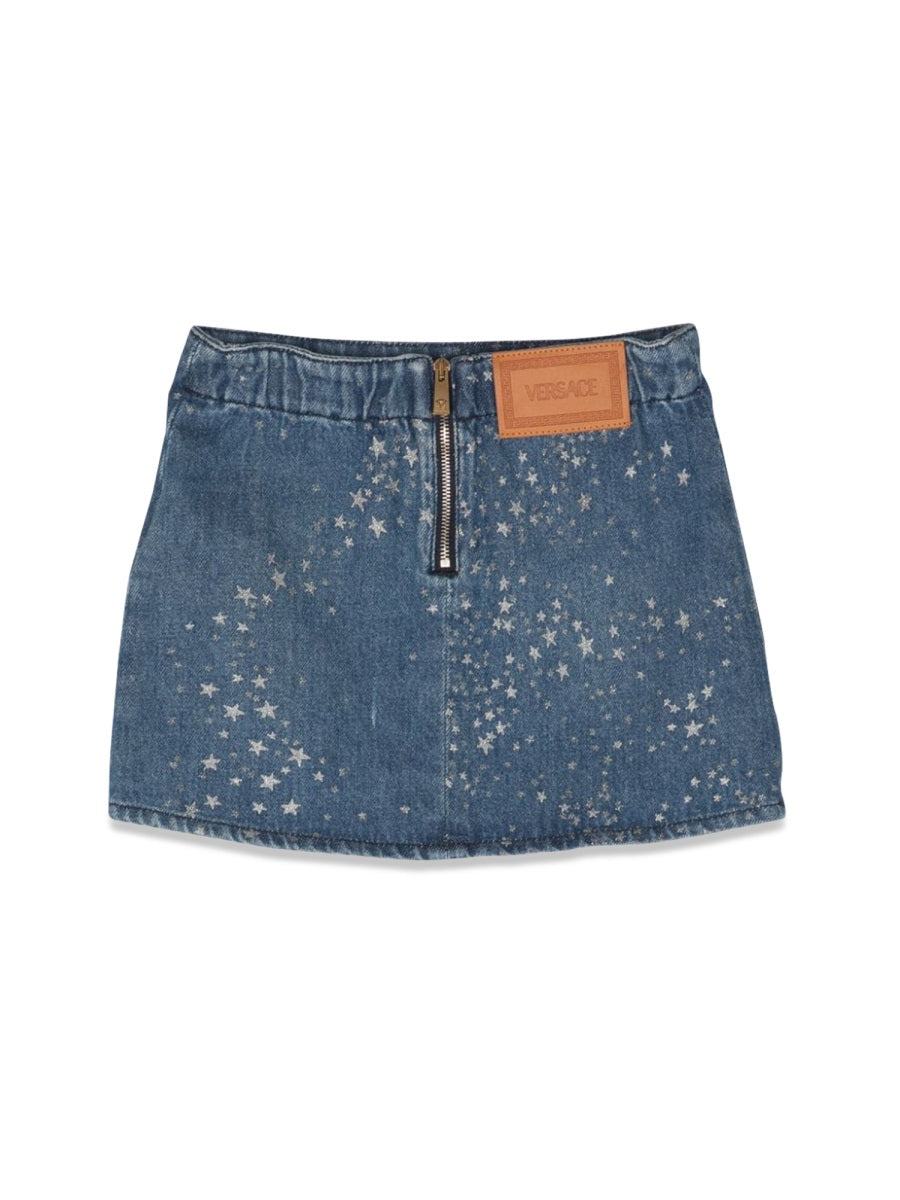 VERSACE Glitter Denim Mini Skirt for Girls