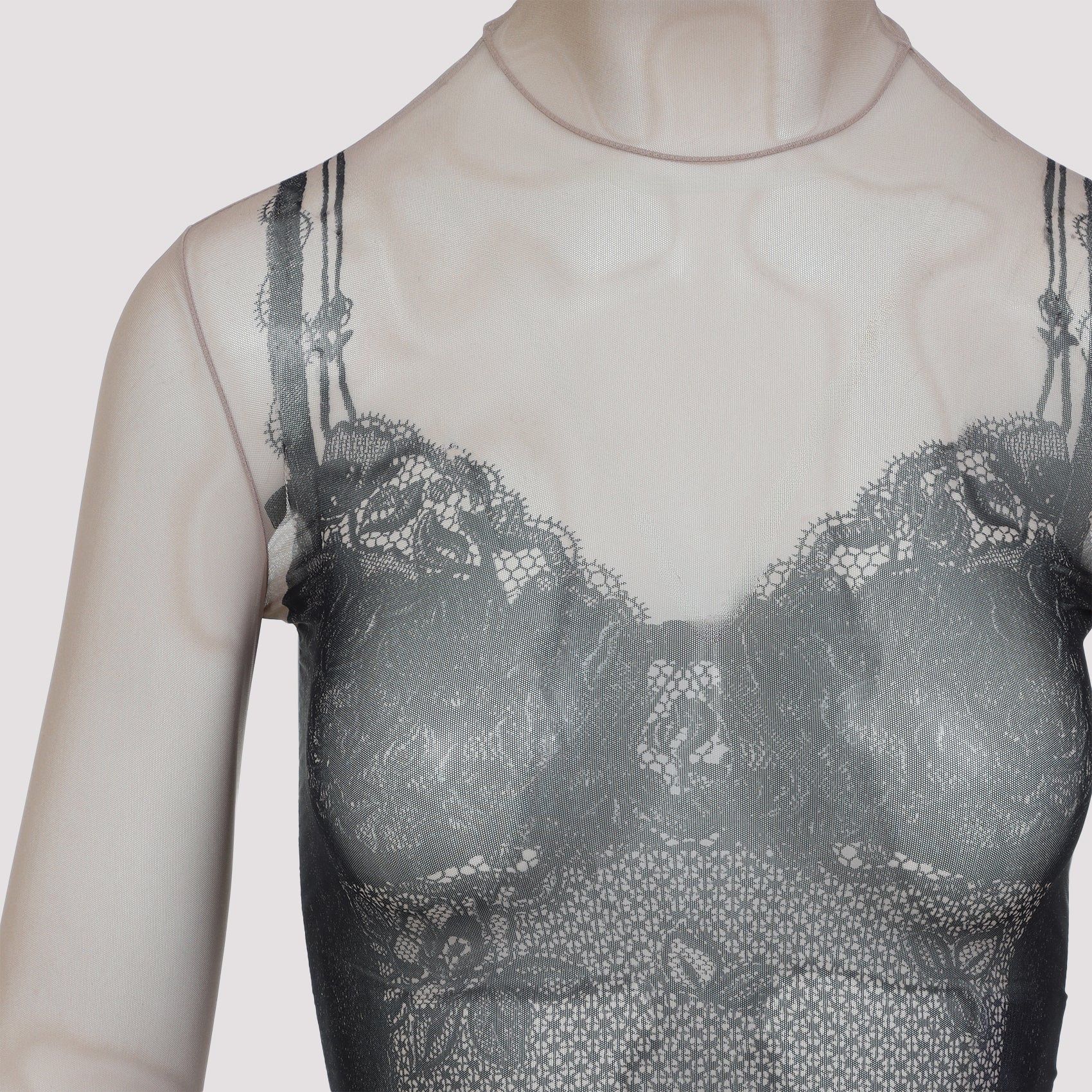 BALENCIAGA Trompe L'Oeil Lingerie Top - Long Sleeve Fitted