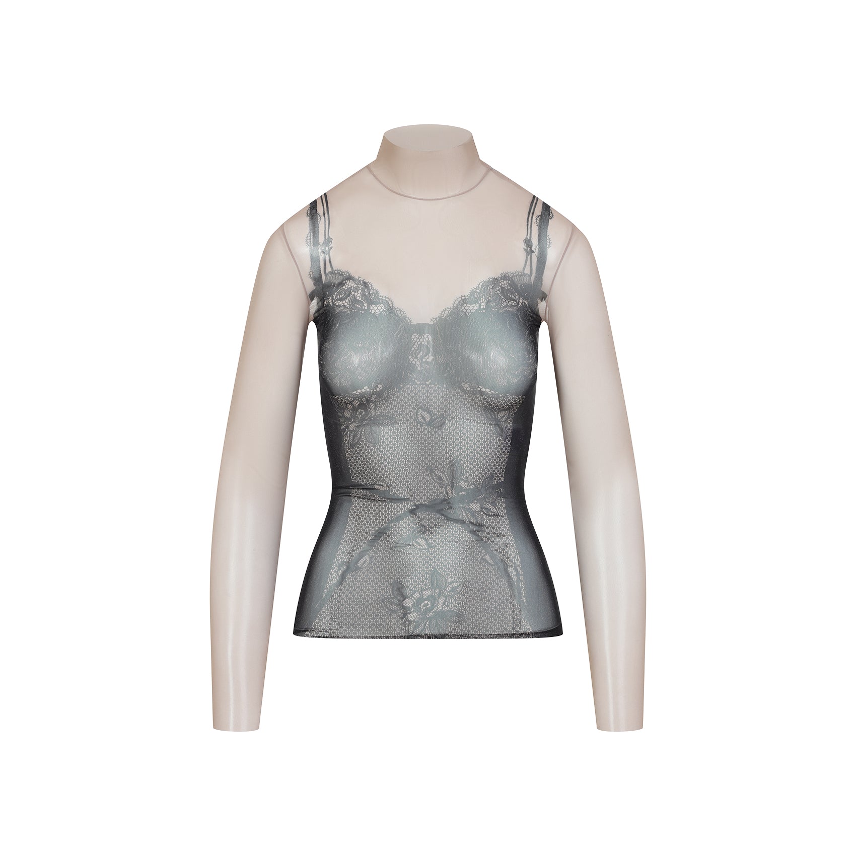 BALENCIAGA Trompe L'Oeil Lingerie Top - Long Sleeve Fitted