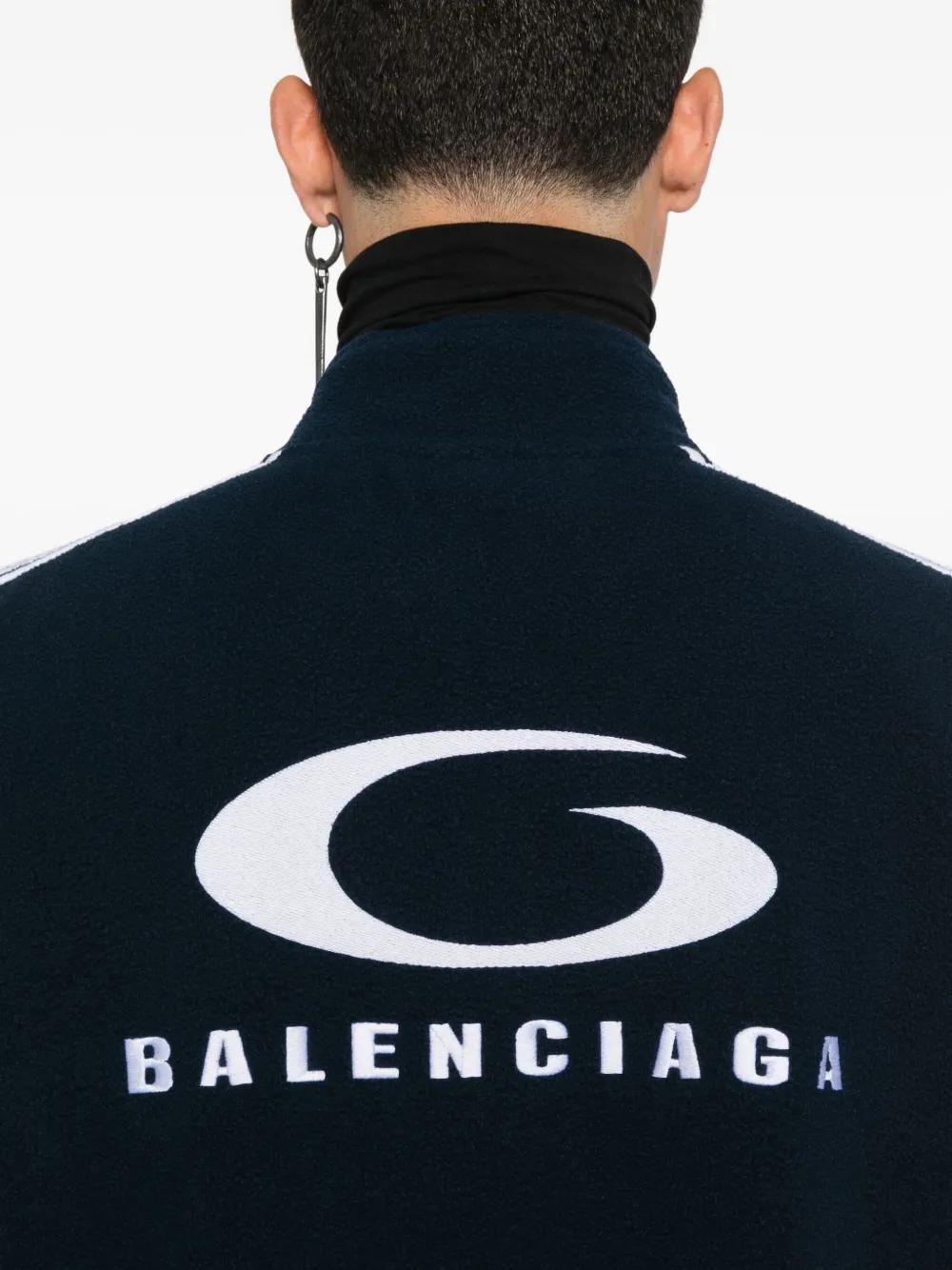 BALENCIAGA Zip-Up Sweatshirt with Sleeve Stripes for Men