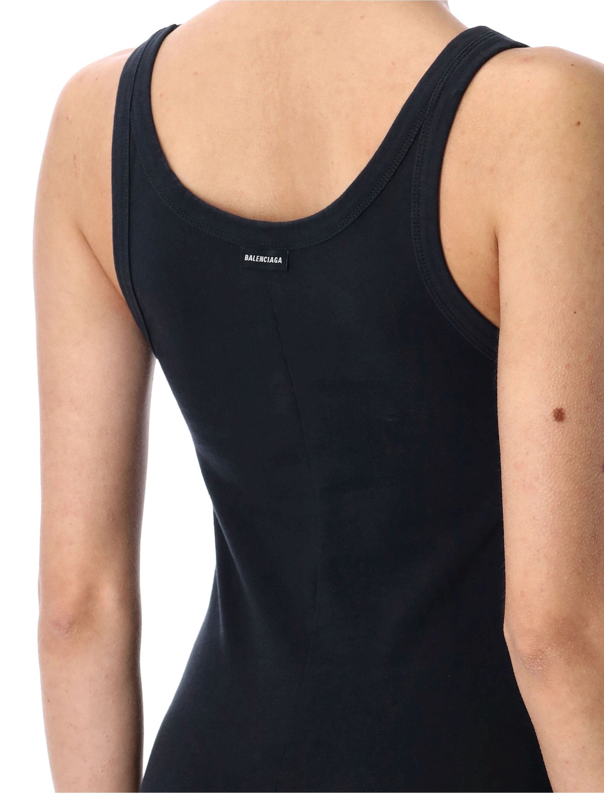 BALENCIAGA Stretch Cotton Mini Dress with Twisted Straps