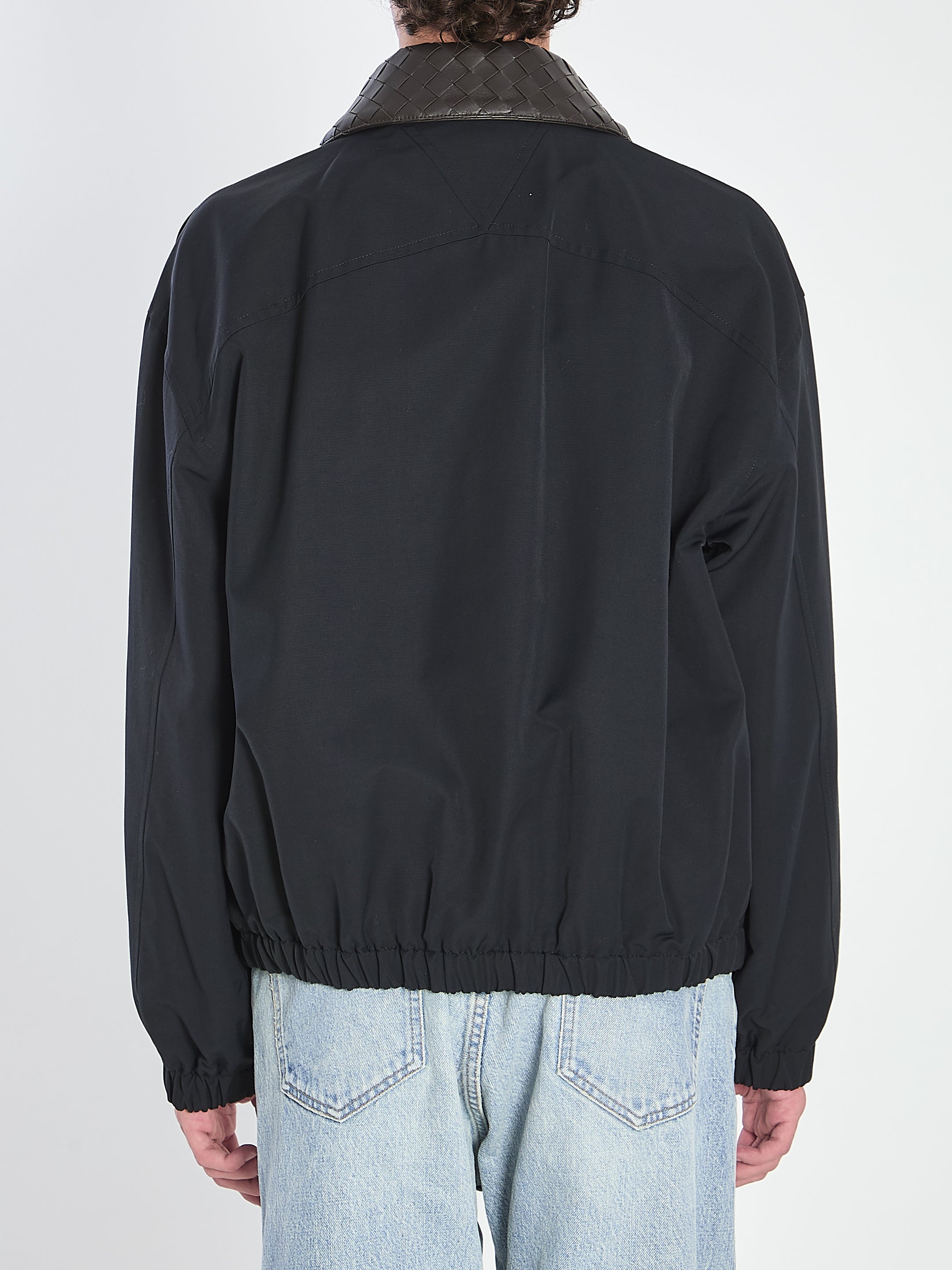 BOTTEGA VENETA Men's Cotton Jacket with Removable Leather Collar - Regular Fit