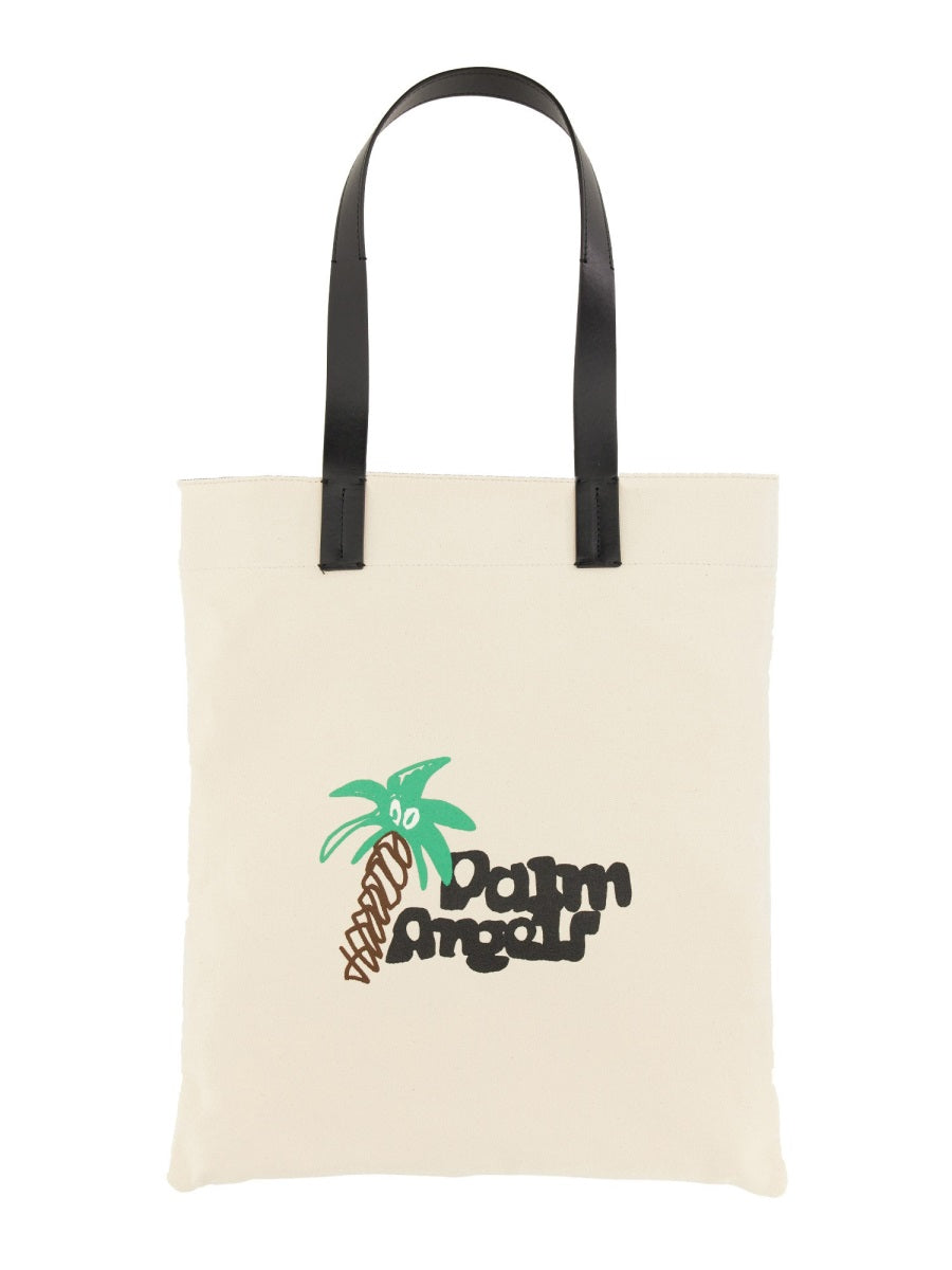 PALM ANGELS Cotton Canvas Shopping Handbag