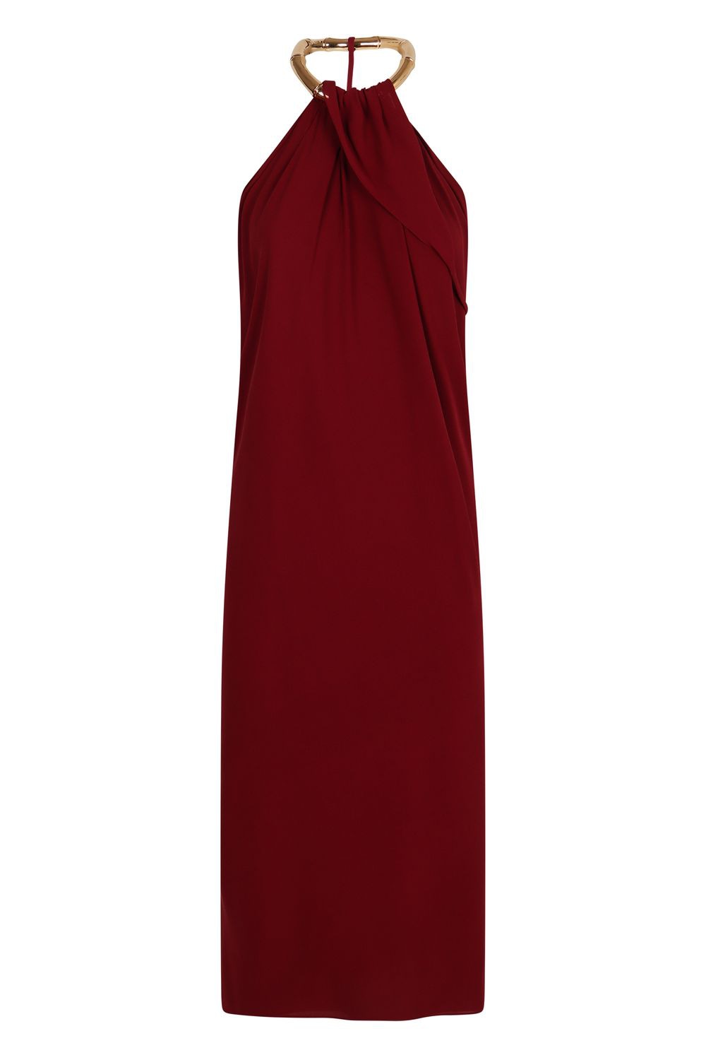 GUCCI Crepe Mini Dress with Gold-Tone Accents