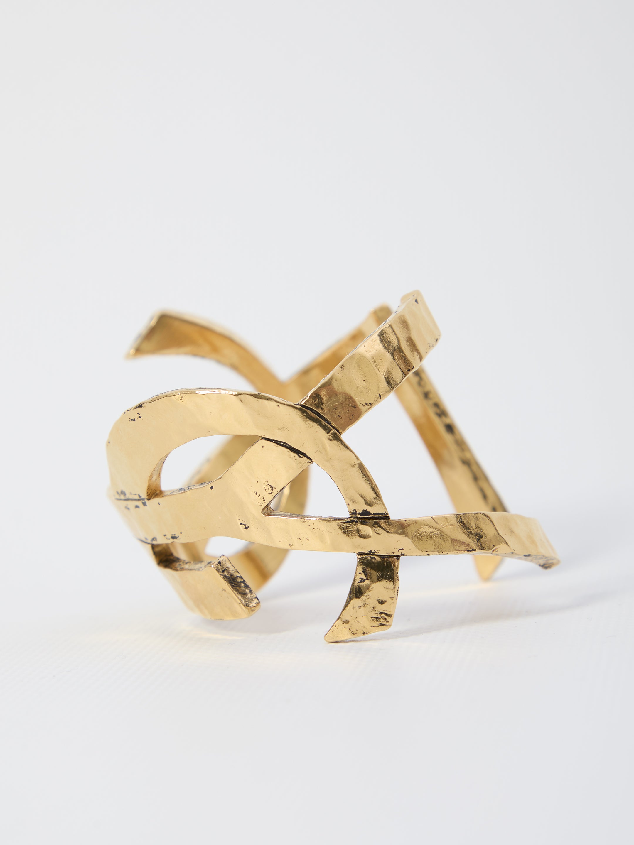 SAINT LAURENT Cassandre Cuff Bracelet in Twisted and Hammered Metal