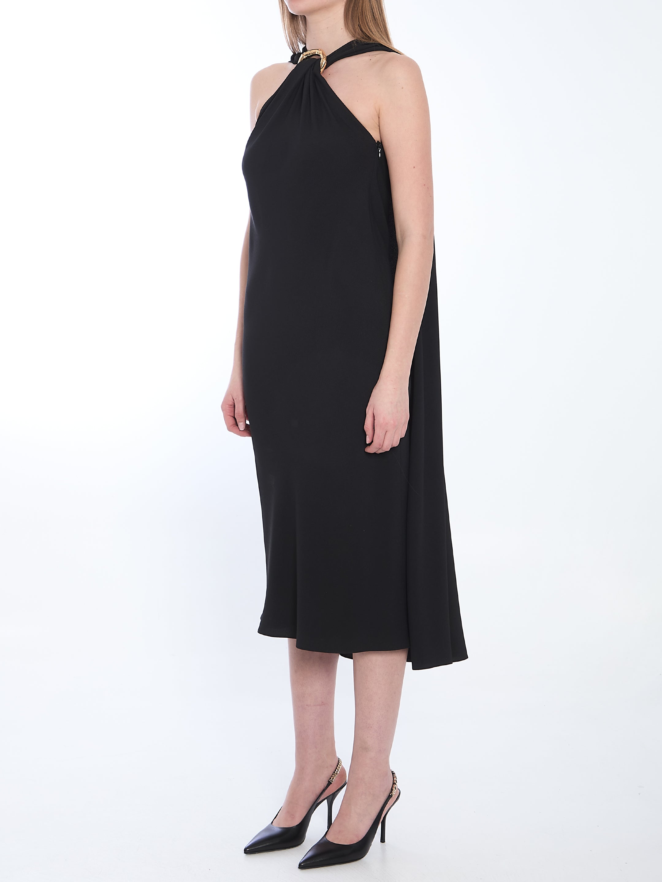 GUCCI MIDI EVENING DRESS WITH CAPE DETAIL