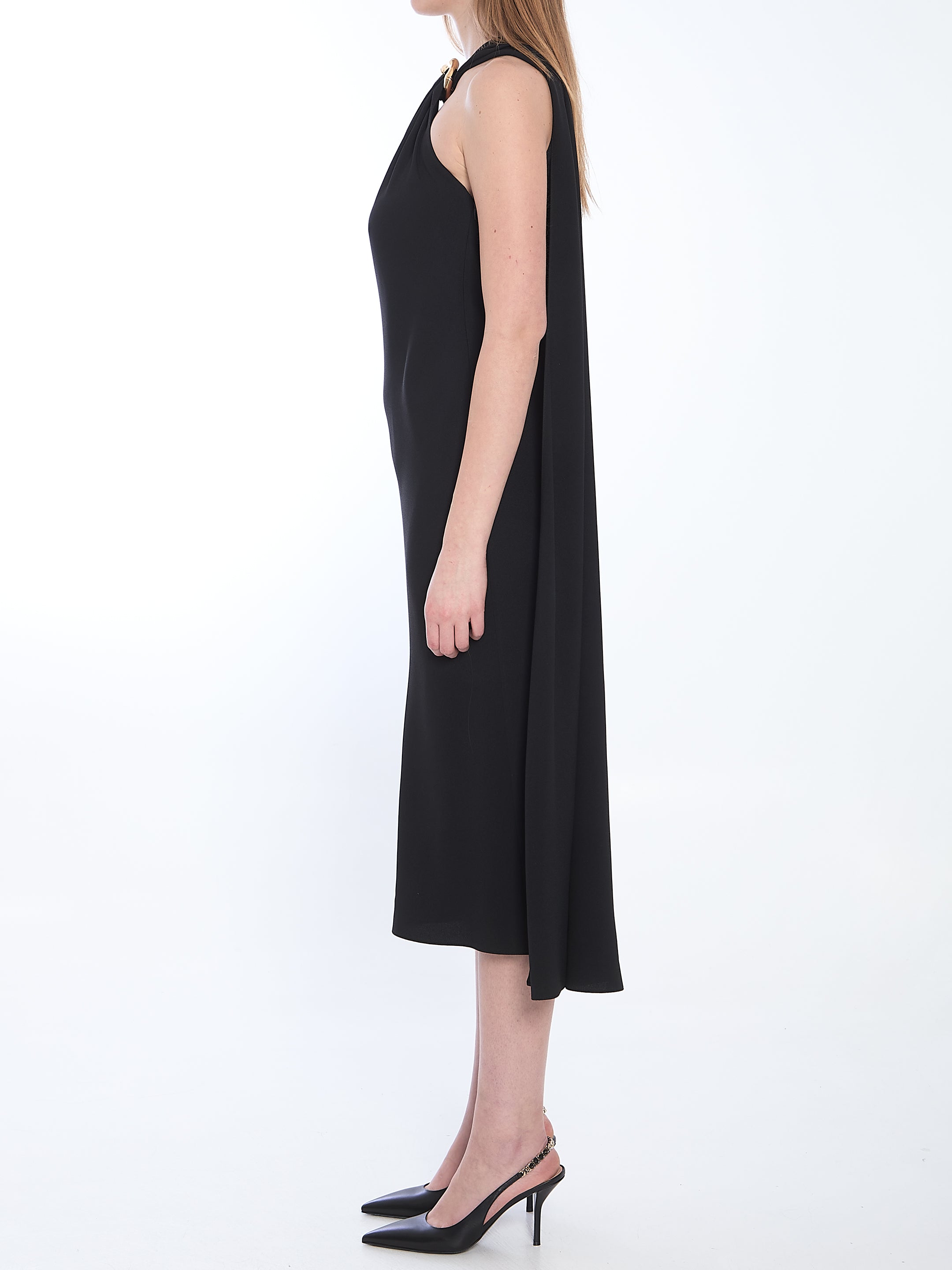 GUCCI MIDI EVENING DRESS WITH CAPE DETAIL