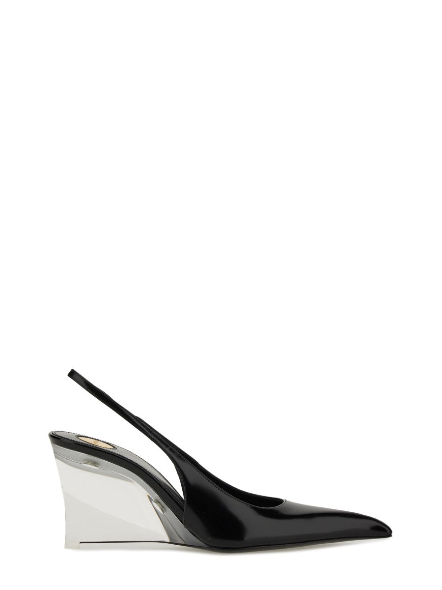 SAINT LAURENT Leather Miller Wedges for Women