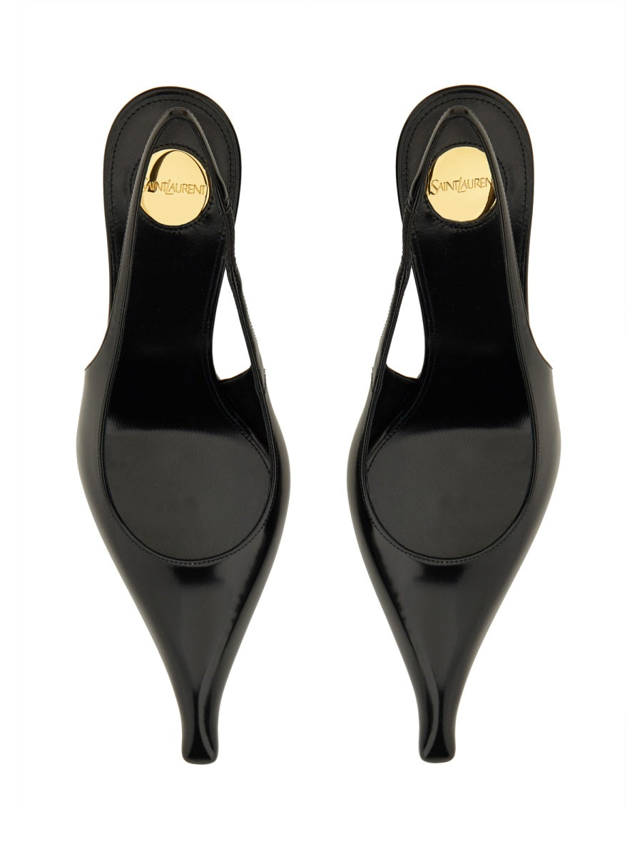 SAINT LAURENT Leather Miller Wedges for Women