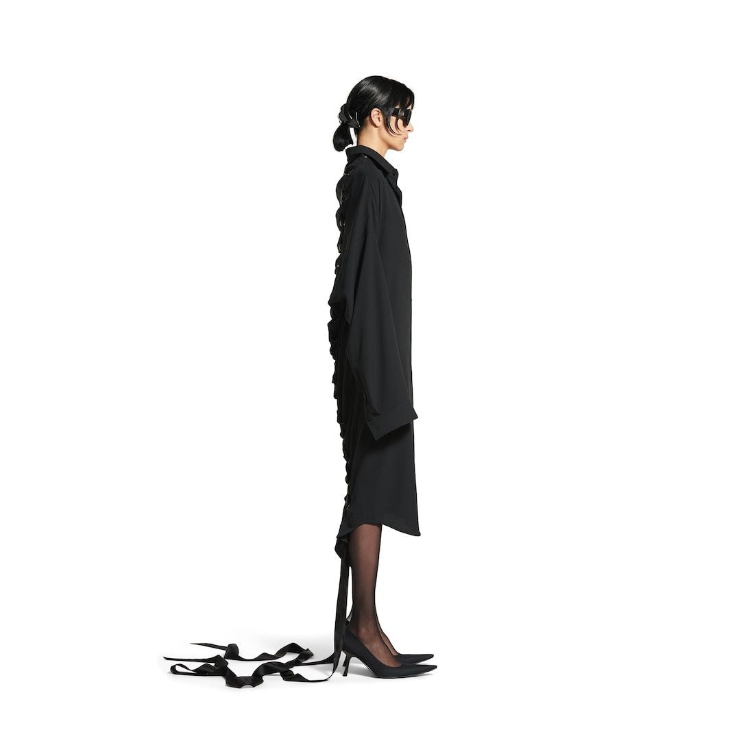 BALENCIAGA Mini Lace-Up Shirt Dress for Women