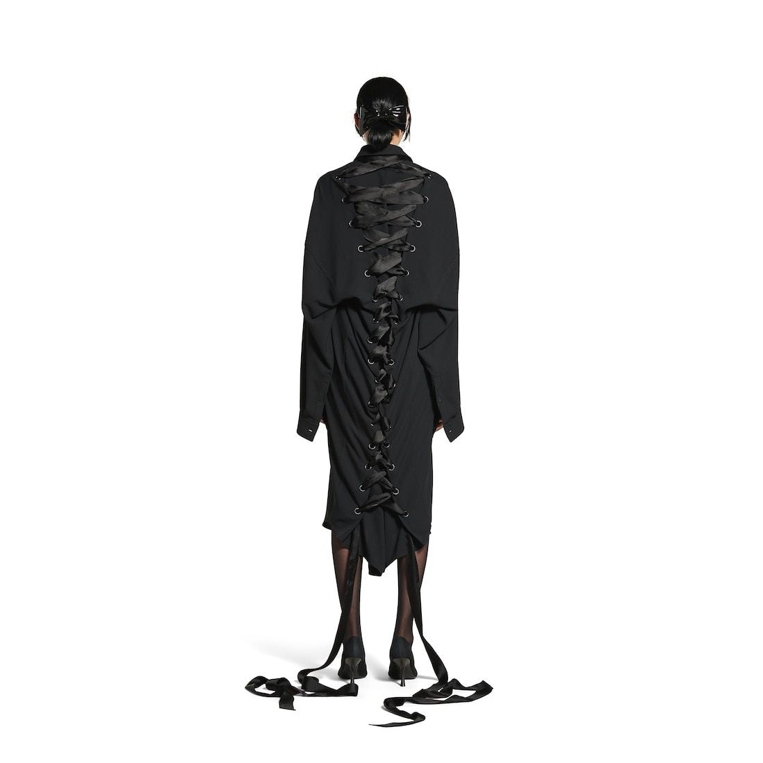 BALENCIAGA Shirt Dress with Intertwined Ribbons