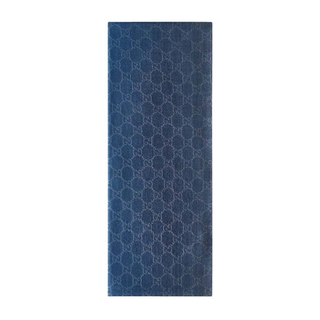 GUCCI Wool-Silk Blend Monogram Pattern Ombre Effect Scarf
