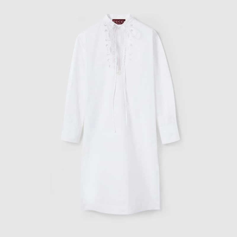 GUCCI Elegant Mini Cotton Dress with Horsebit Detail