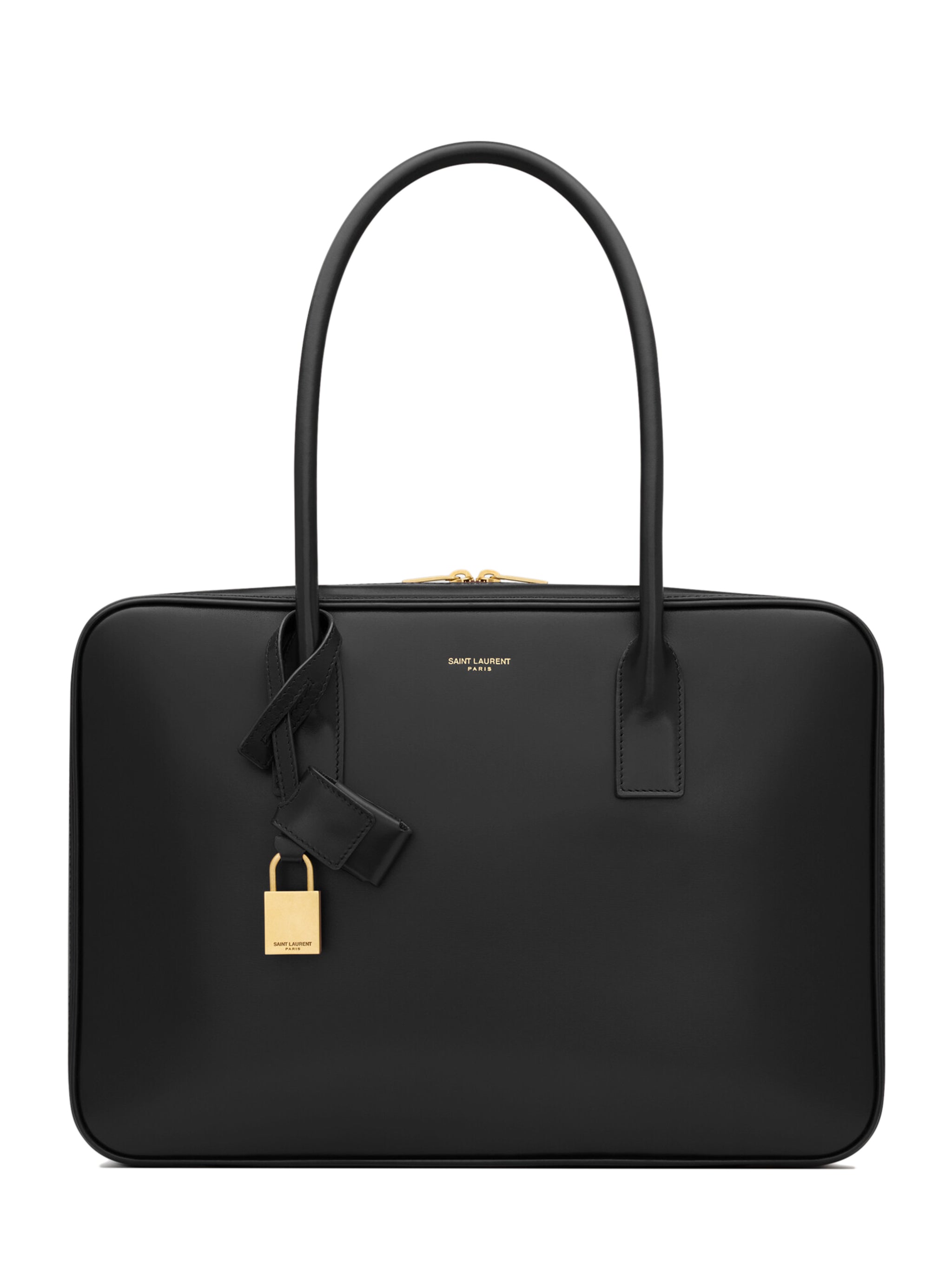 SAINT LAURENT Smooth Leather Satchel Handbag - Dimensions: 33 x 23.5 x 10 cm