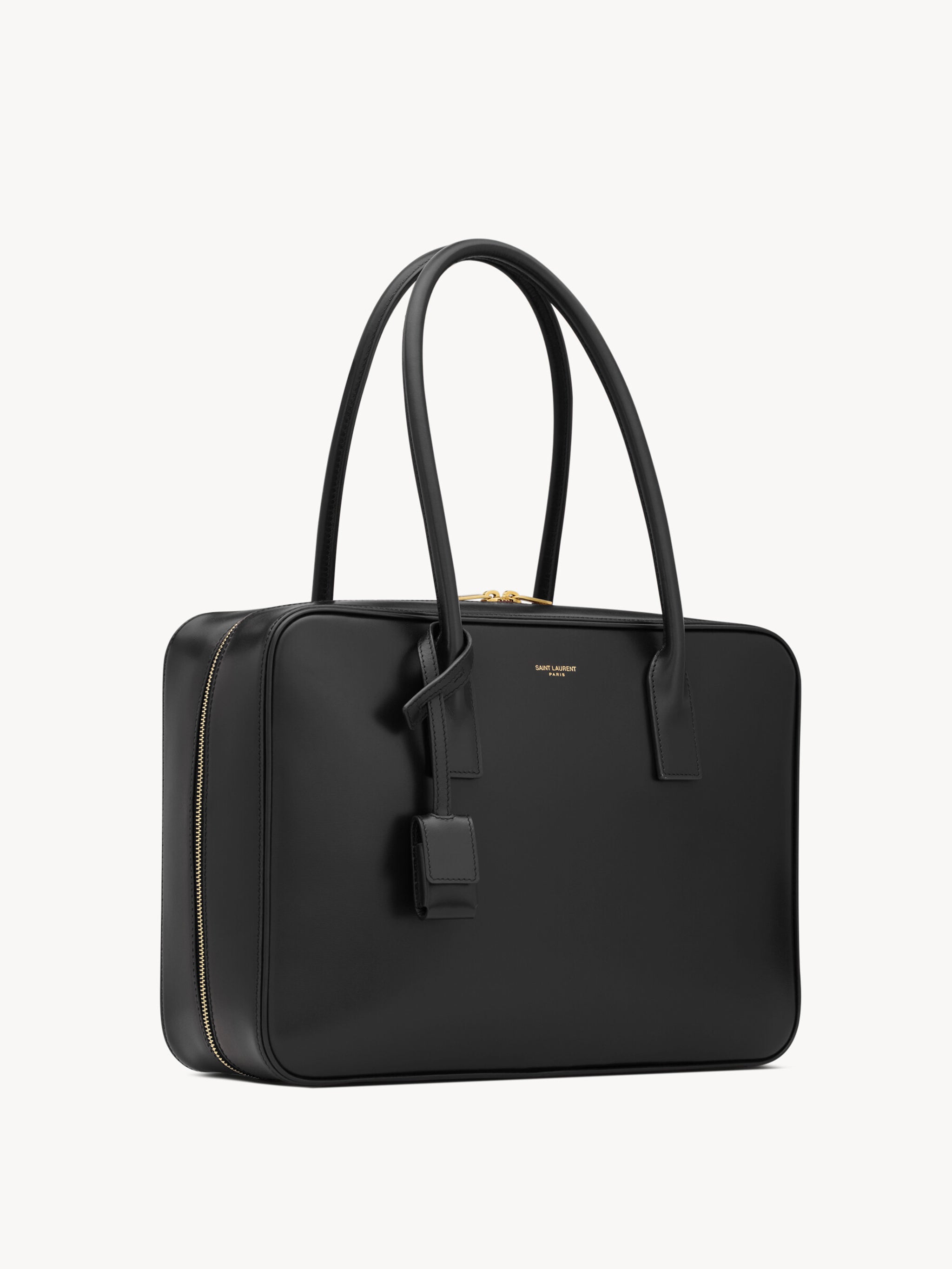 SAINT LAURENT Smooth Leather Satchel Handbag - Dimensions: 33 x 23.5 x 10 cm